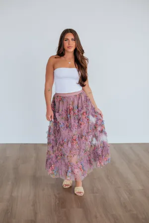 Anti Pilling Treatment Sophisticated Mood Shaya Floral Skirt - Mauve Mix