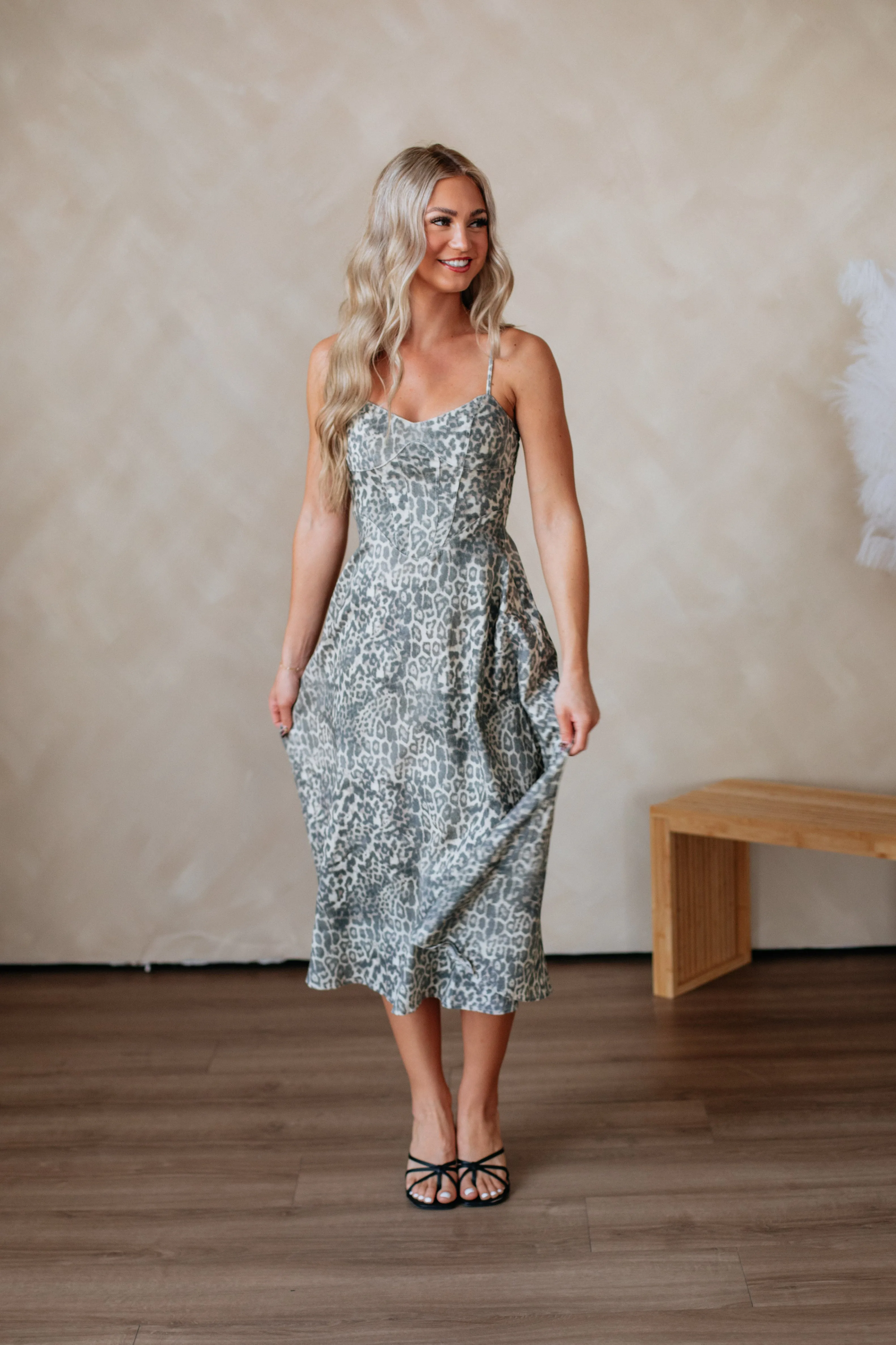 Taya Leopard Midi Dress Classy Attire Ruby Shine