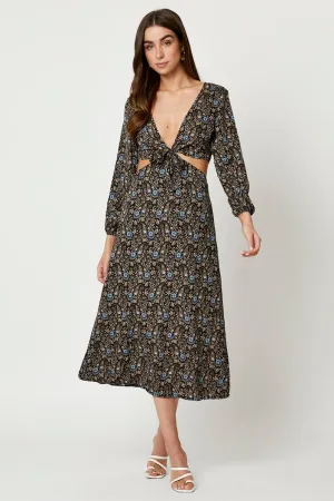 Print Long Sleeve Cut Out Dress Smart Chic Opal Glow