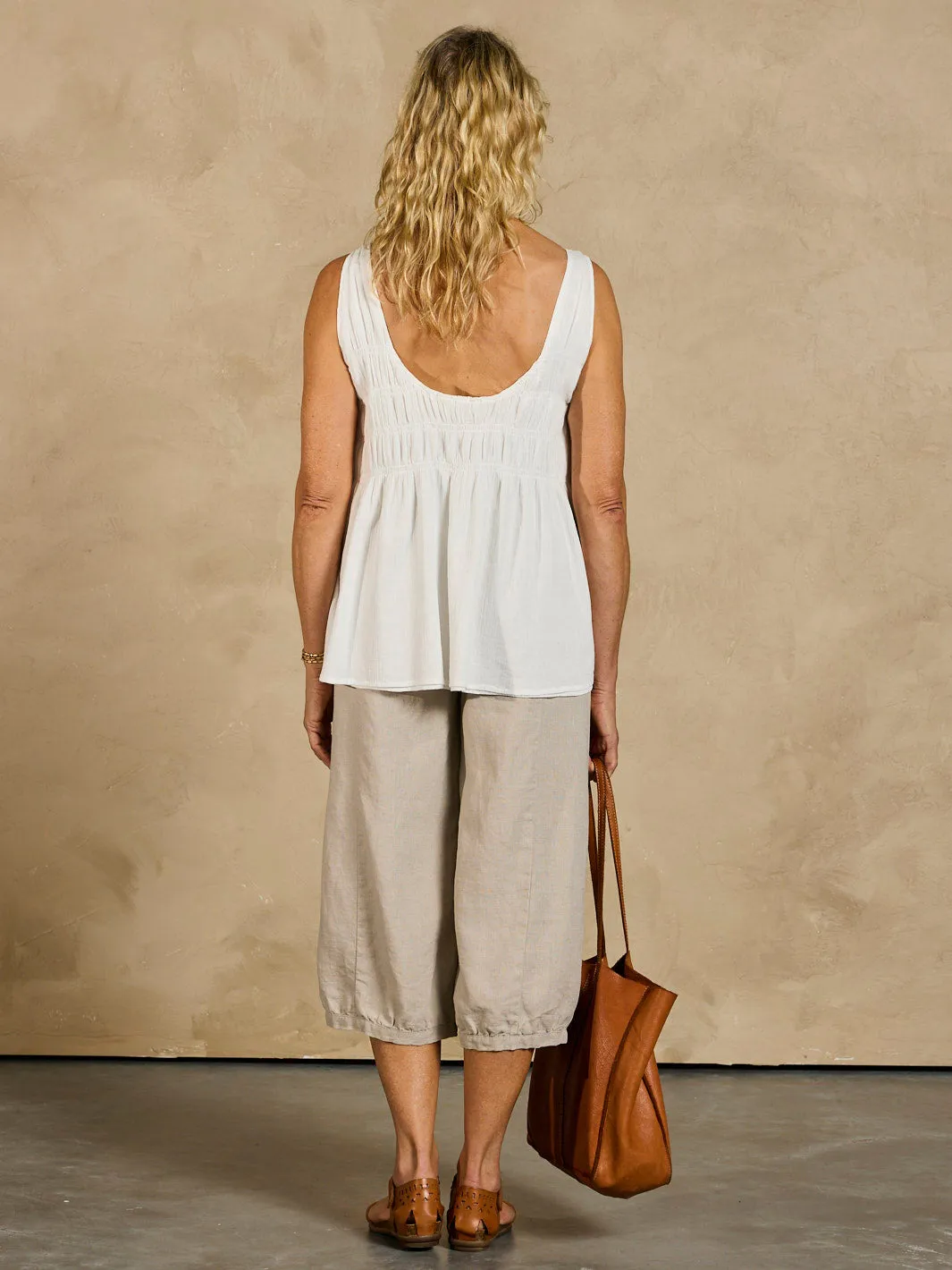 Double Stitched Hem Key Largo Cotton Top Coconut