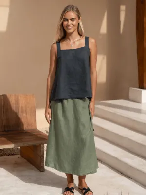 Soella Linen Top Charcoal Casual everyday wear