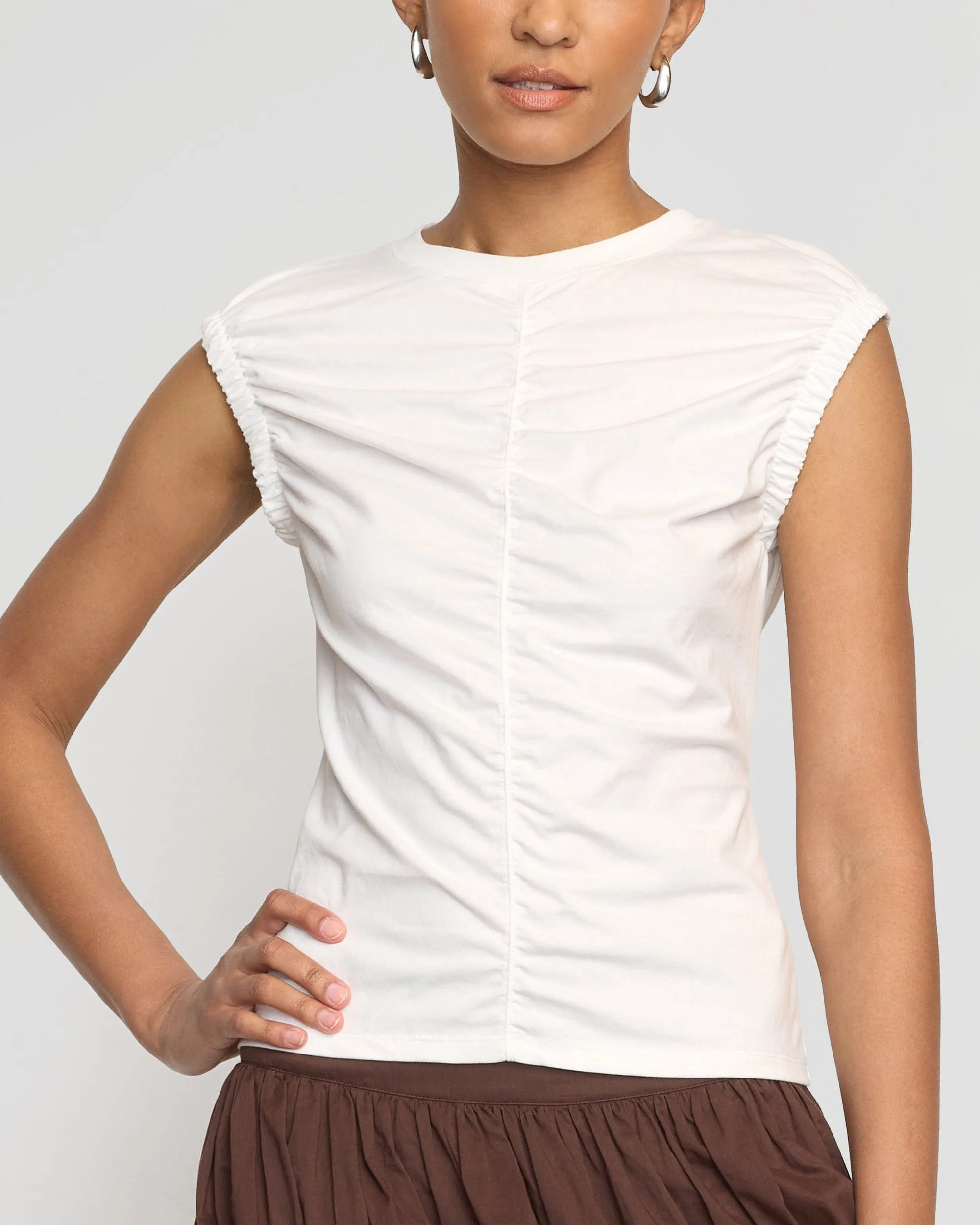 Vintage Style Lior Elasticated Cap-Sleeve Tank