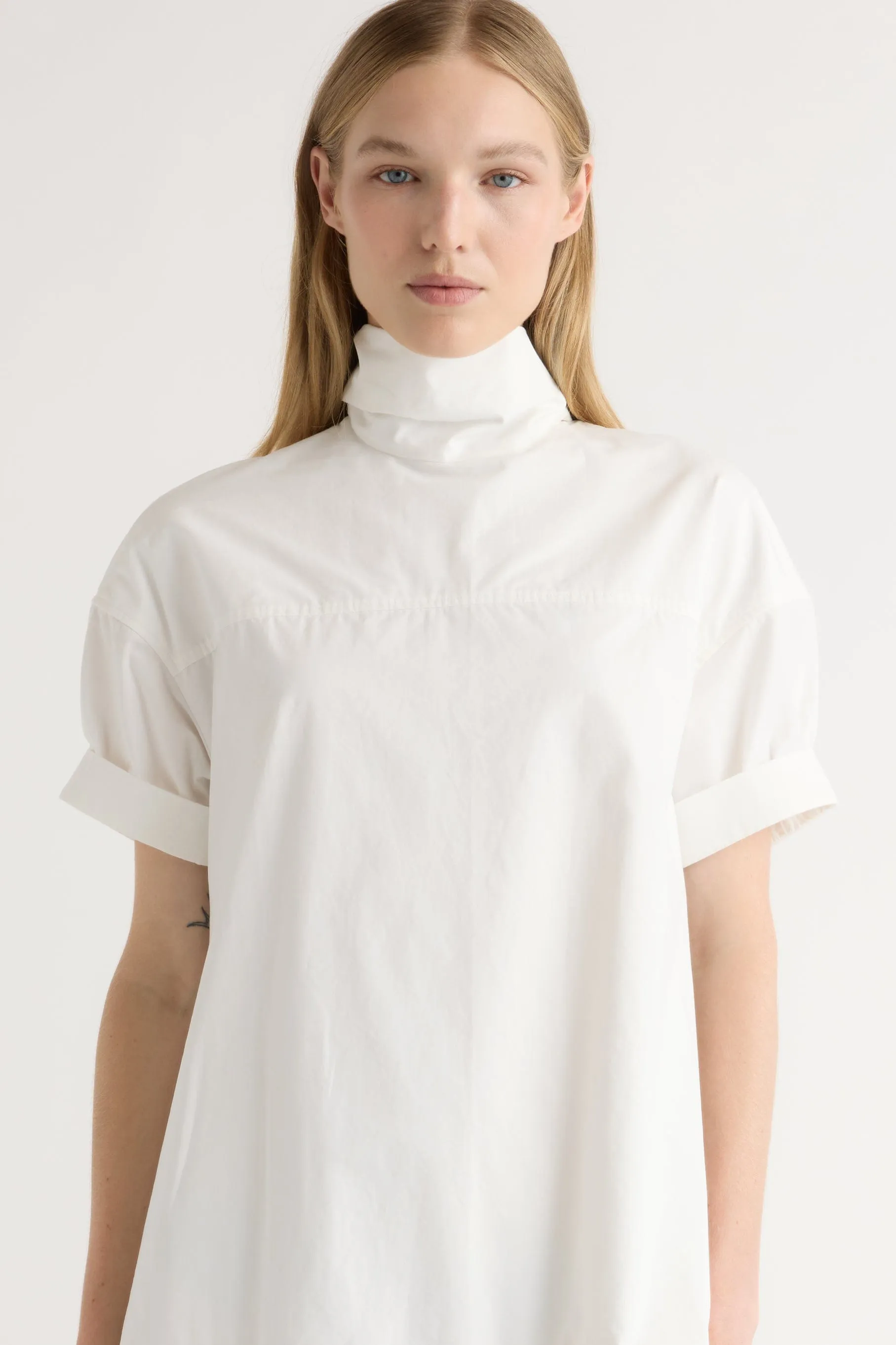 Babba Shirred Scarf-Neck Dress Comfort Fit