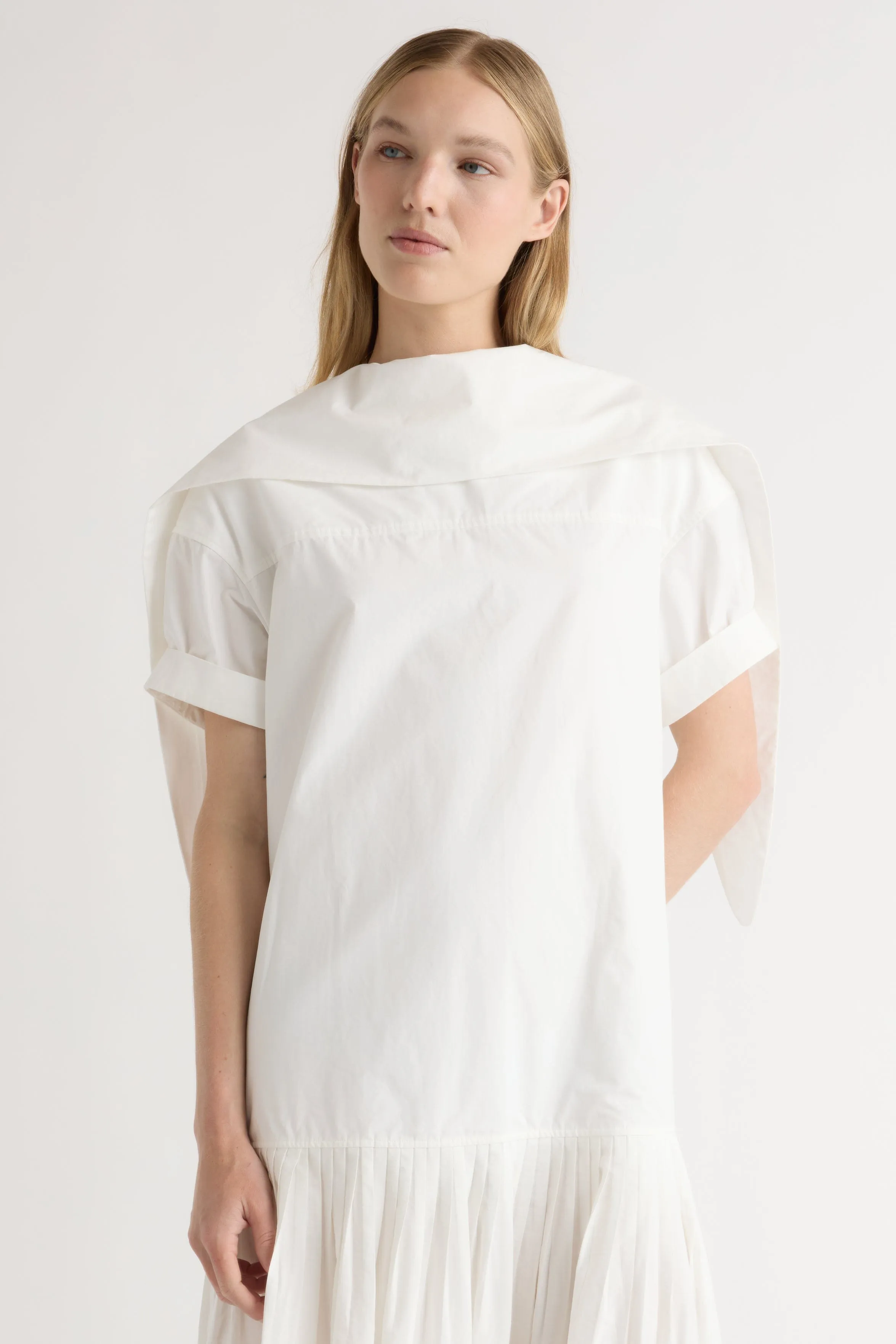 Babba Shirred Scarf-Neck Dress Fresh Glow