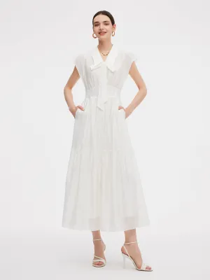 Cozy Robe Comfort waistband Tencel Blend Women Cap Sleeve Maxi Dress With Ribbon