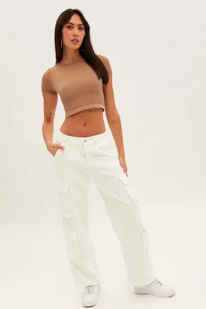 Outdoor Comfort Fit AntiSlipGrip White Wide Leg Cargo Pants