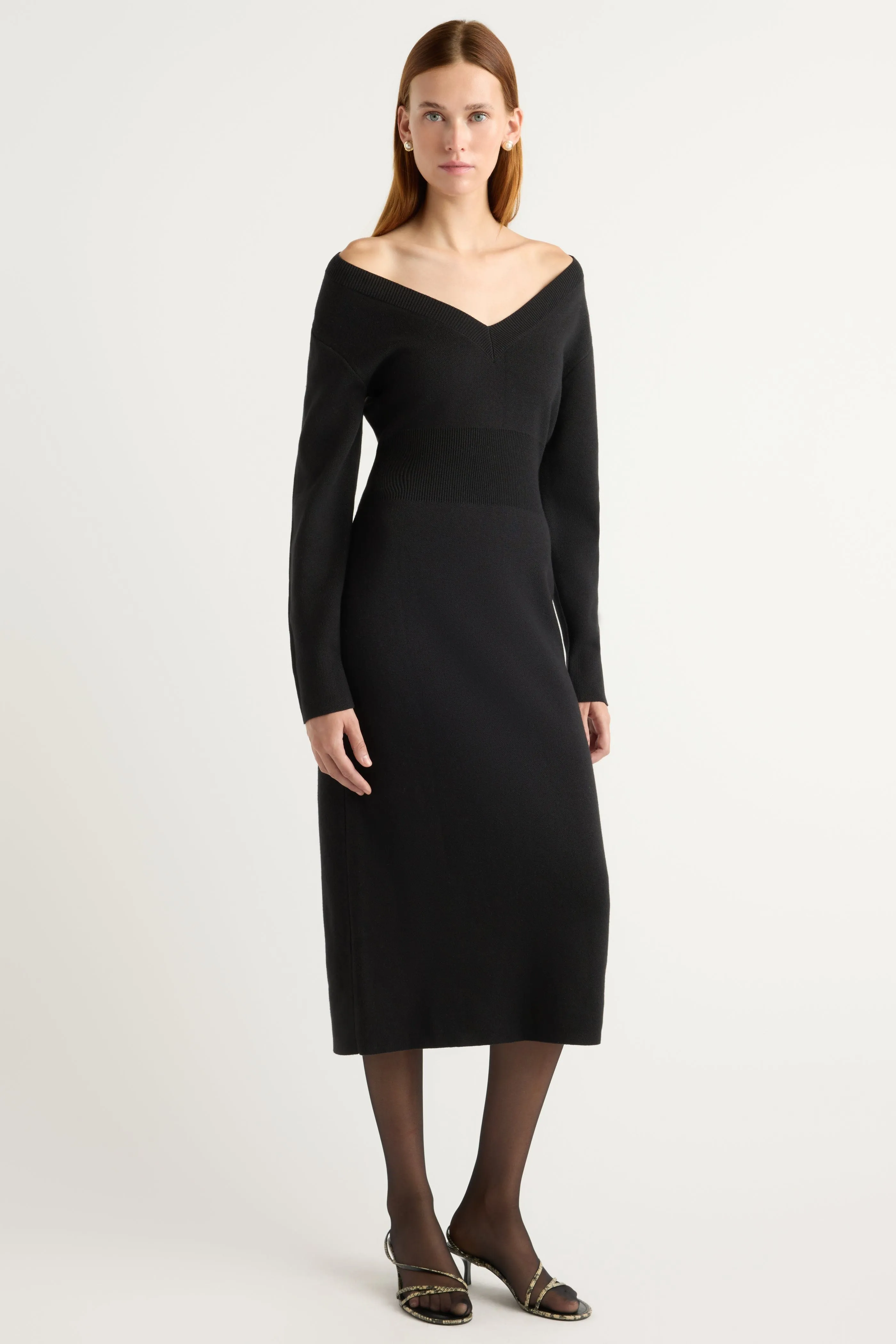 Bora Off-Shoulder V-Neck Sweater Dress Epic Glow