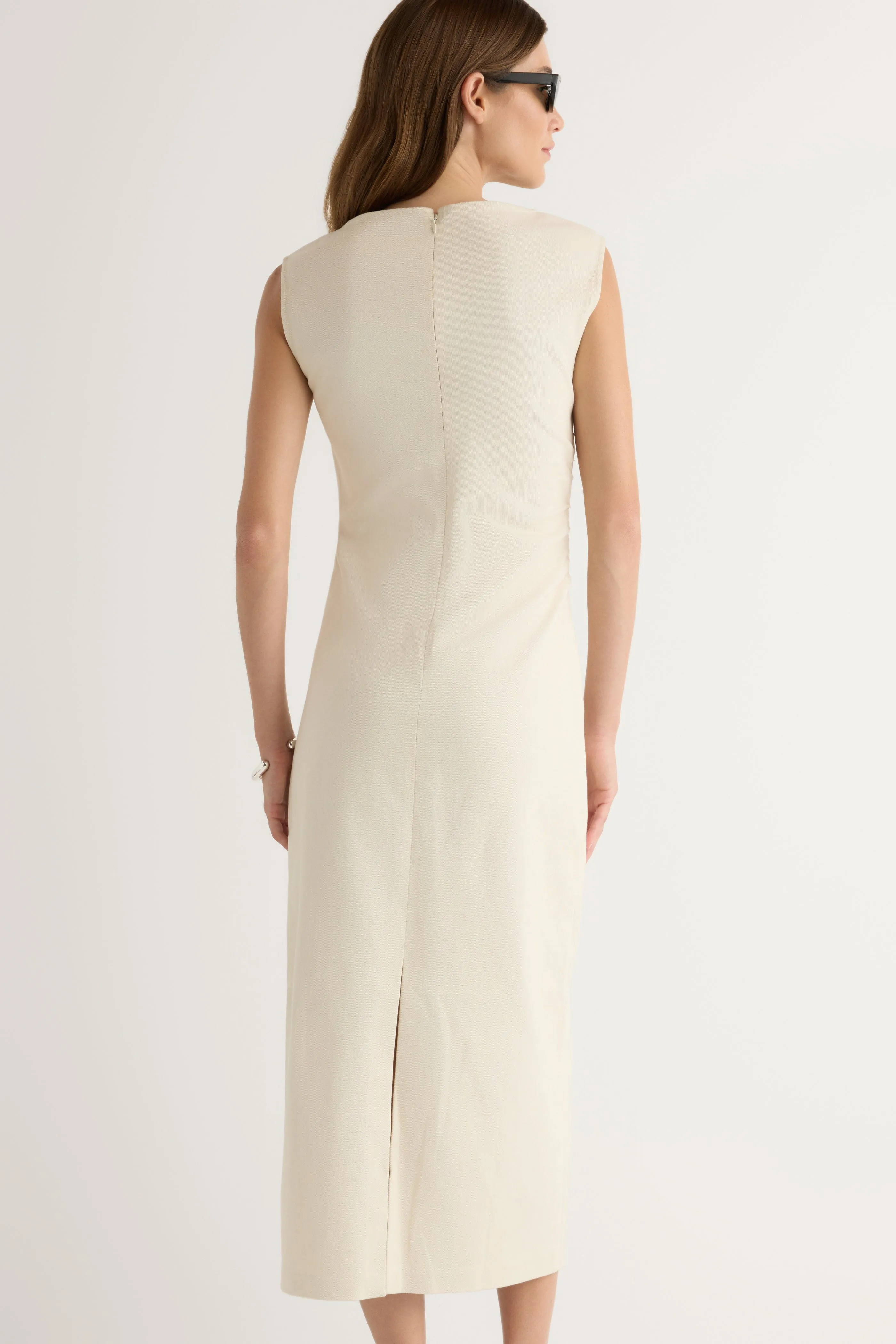 New Yorker Inari Cotton Twill Boat-Neck Dress
