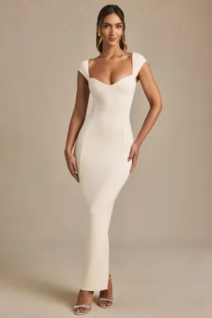 Modal Sweetheart-Neck Cap-Sleeve Midaxi Dress in Ivory New Day