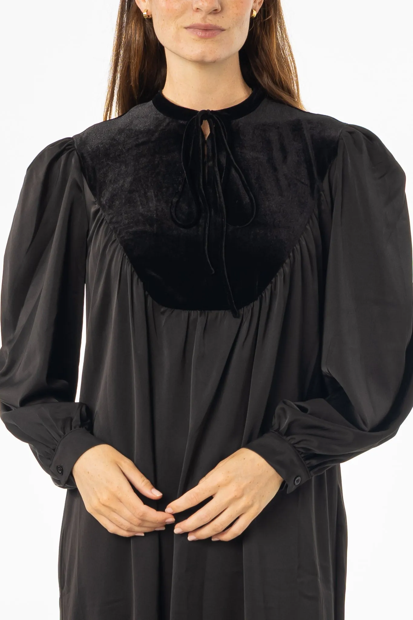 Cyber Core Adaptable Outfit Black Velour Yoke Maxi Dress