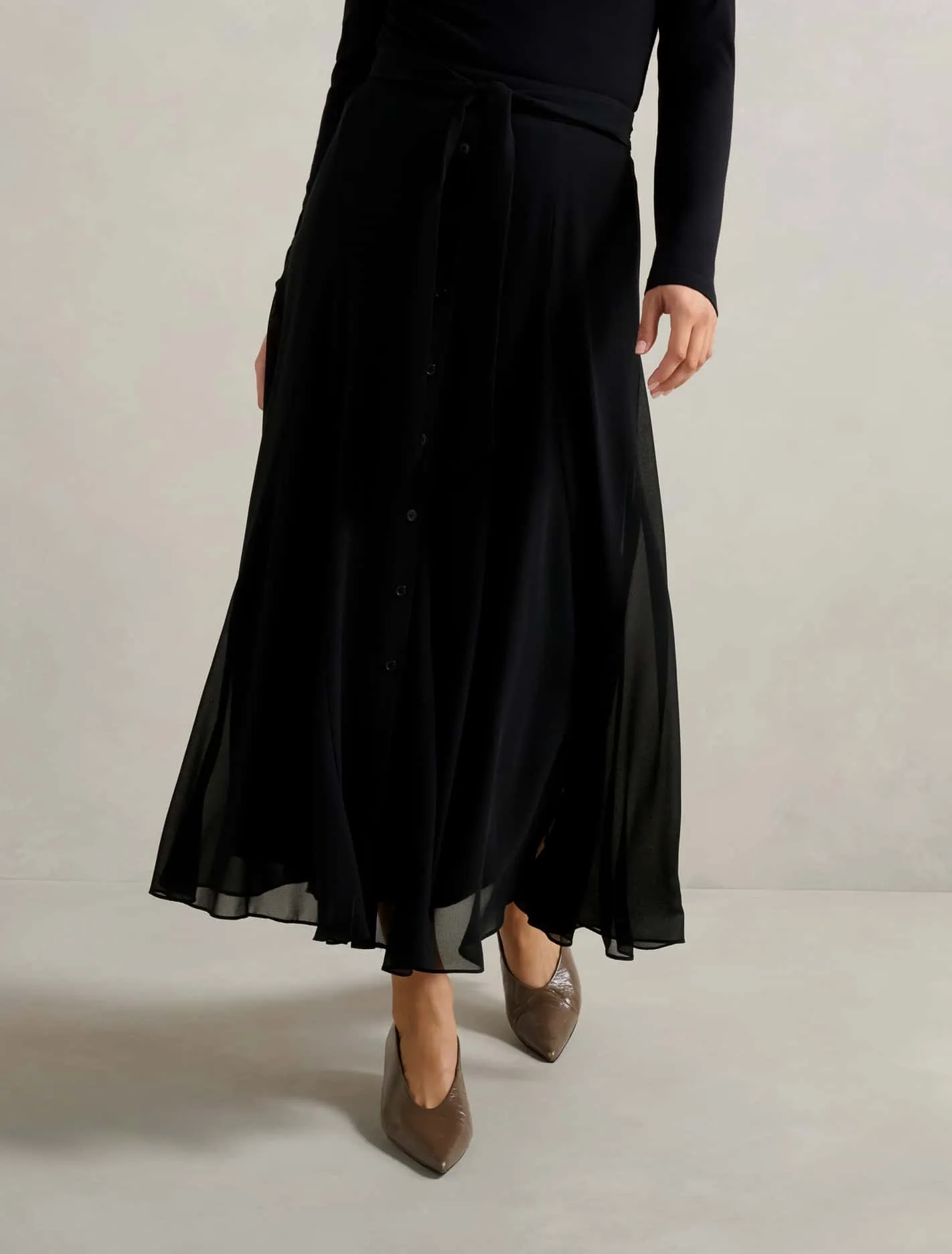 Donna Godet Midi Skirt TumbleDry Safe FourWayStretchClothing