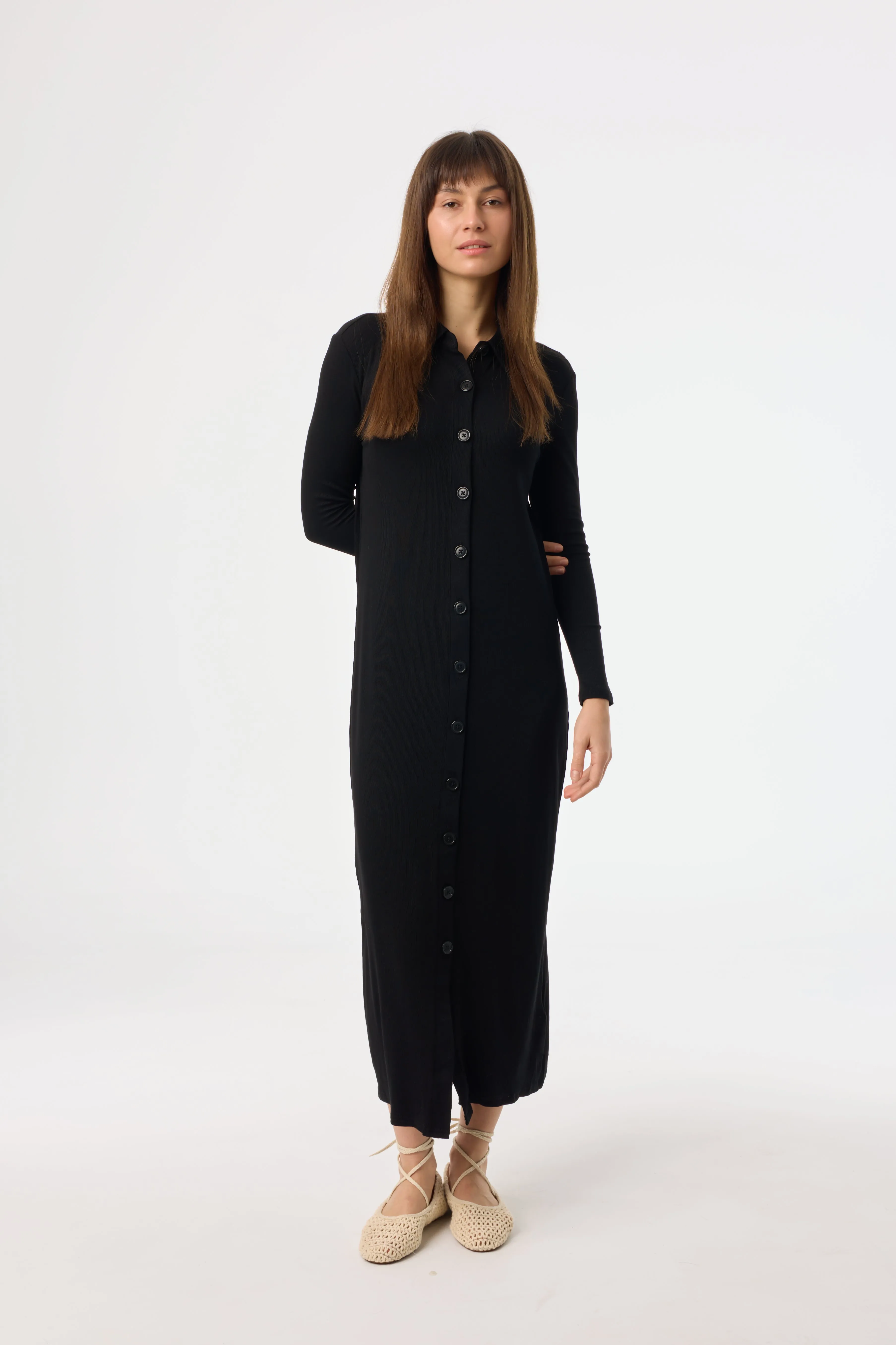 Black Cardi Maxi Dress Dream Feel StaticFree Lining