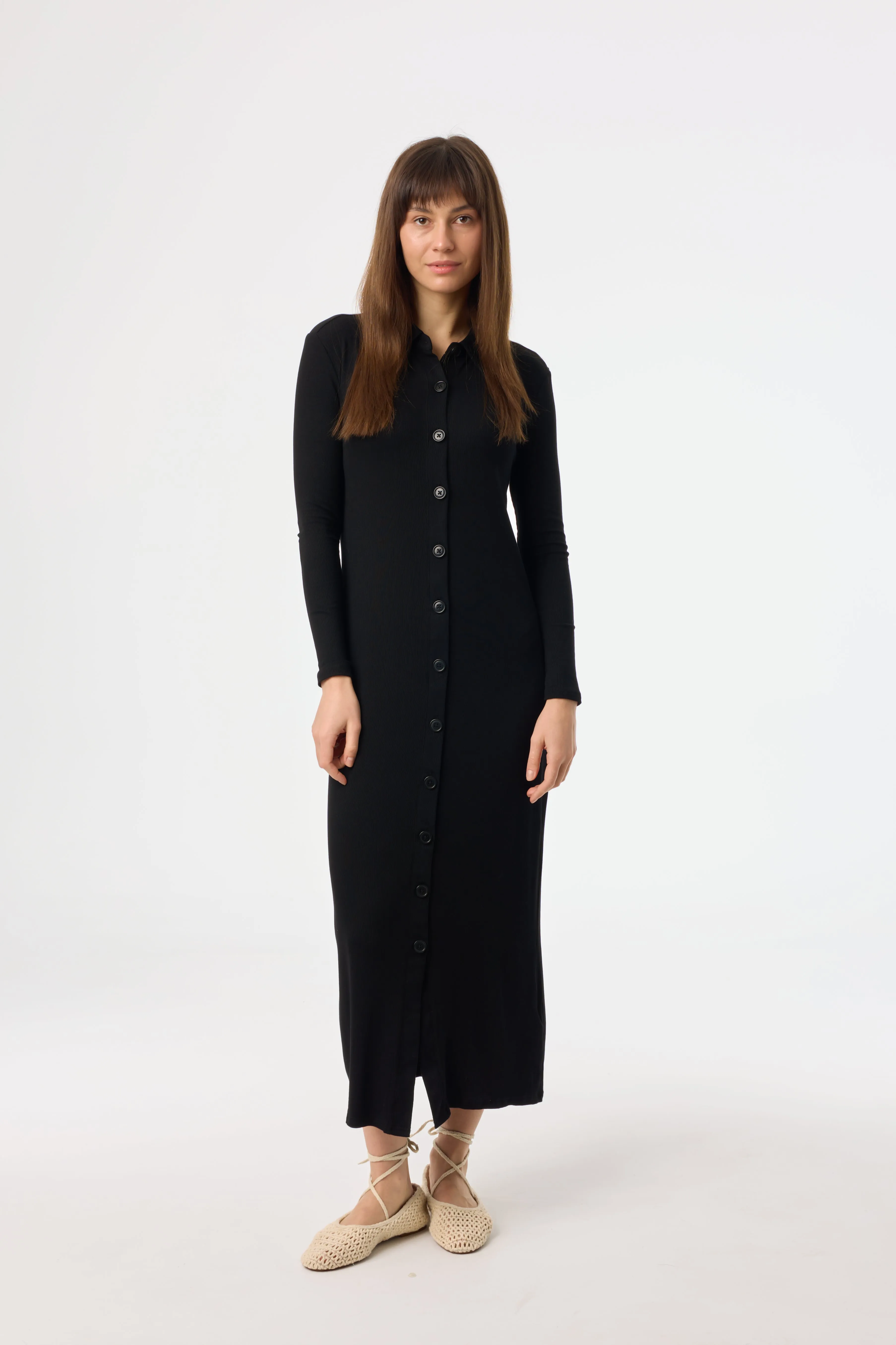 StaticResistantTextile Black Cardi Maxi Dress