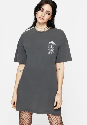 Pressure Cotton Mushroom Print Tee Dress Casual Look Wear