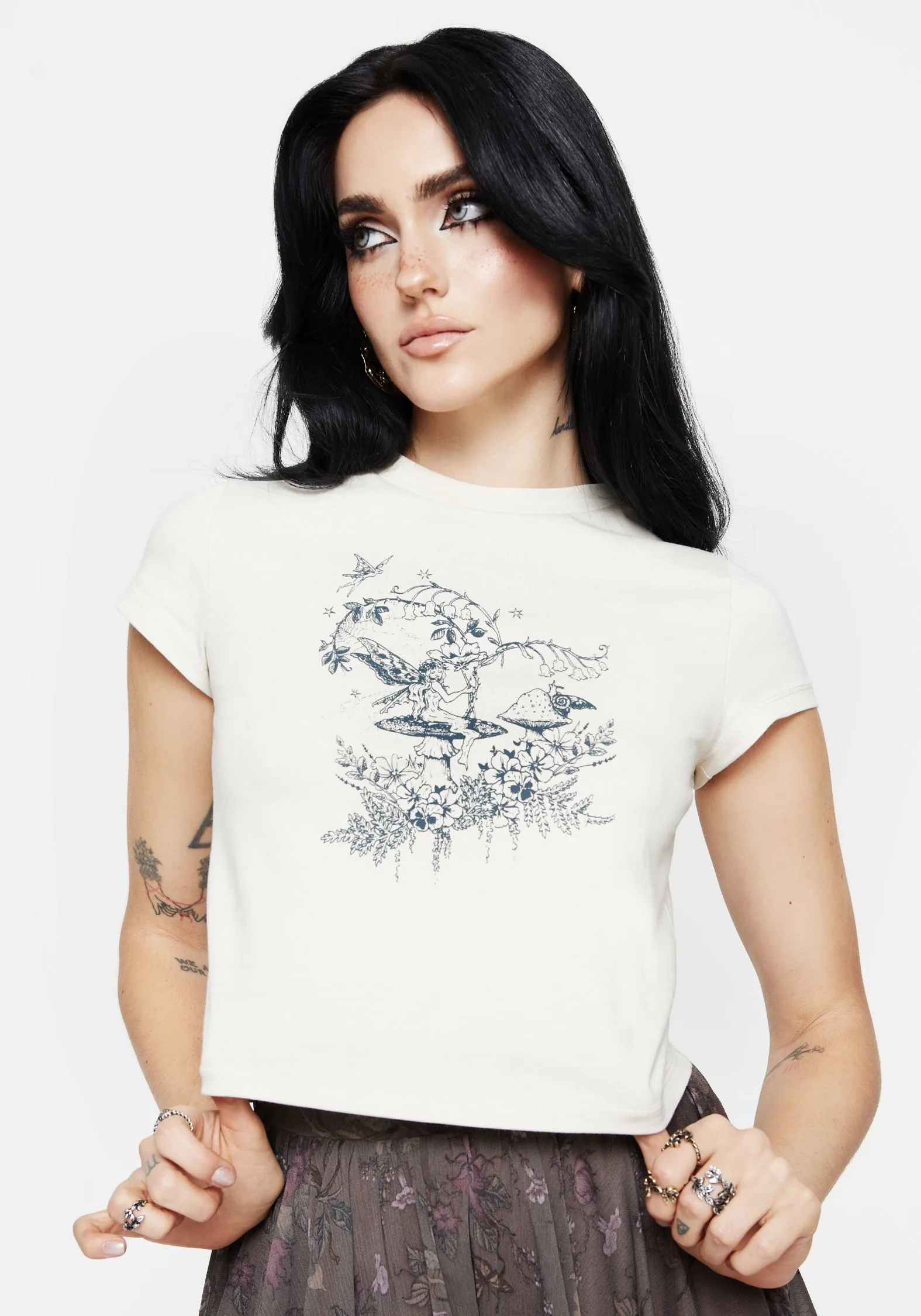 Maypole Cotton Fairy Print Crop T-Shirt Comfortable Wear Polka Dot Pattern