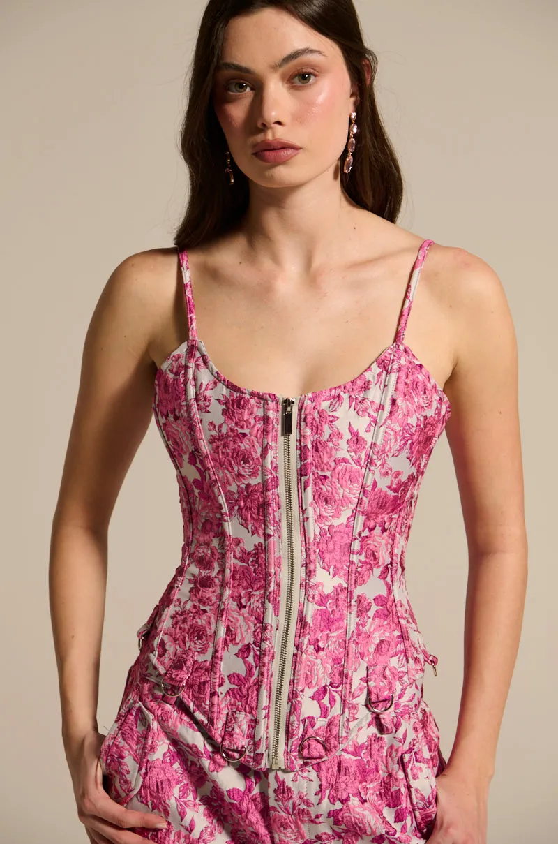 MILEY JACQUARD CORSET Ribbed collar