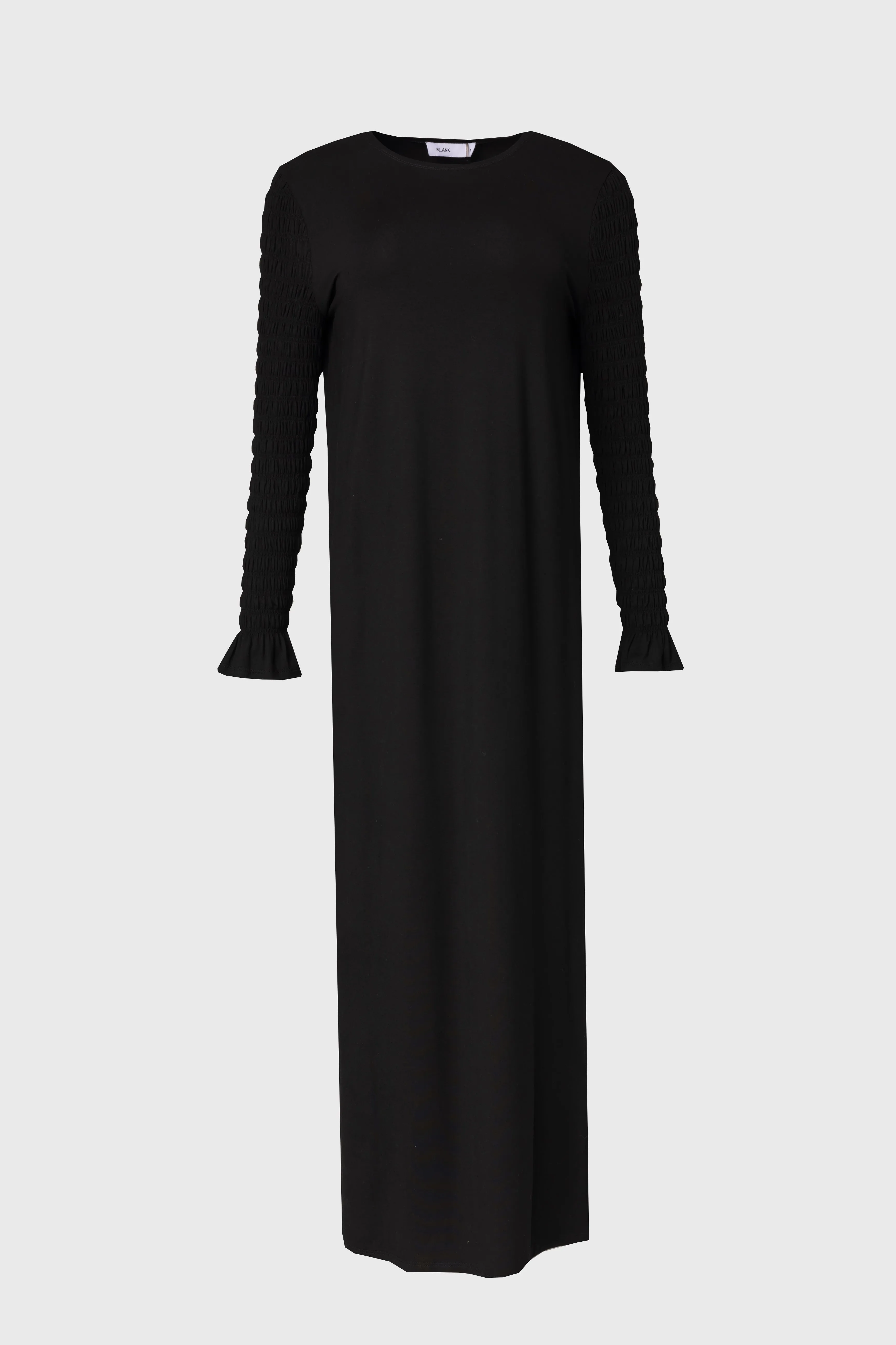 Black Smocked Sleeve Maxi Dress Lightweight sweater