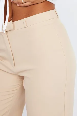 Beige Straight Fit Pants Mid Rise Timeless Comfort Fit