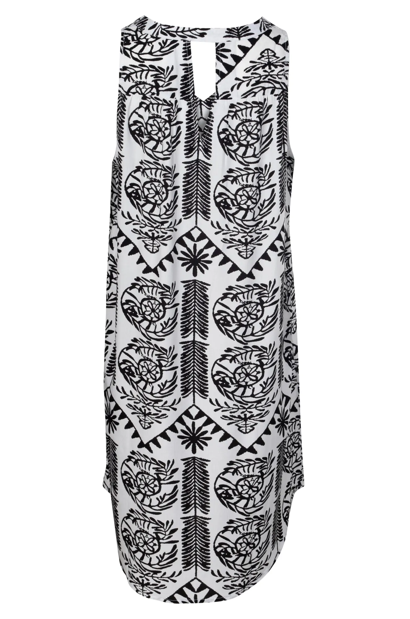 V neck Dress with keyhole back | BLACK WHITE TILE | 3351A1 FadeResistant