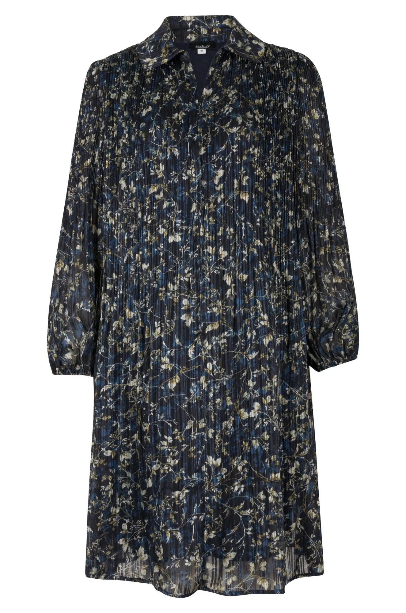 DoubleStitched Seams Dress | Navy Olive Stem | 8564B1