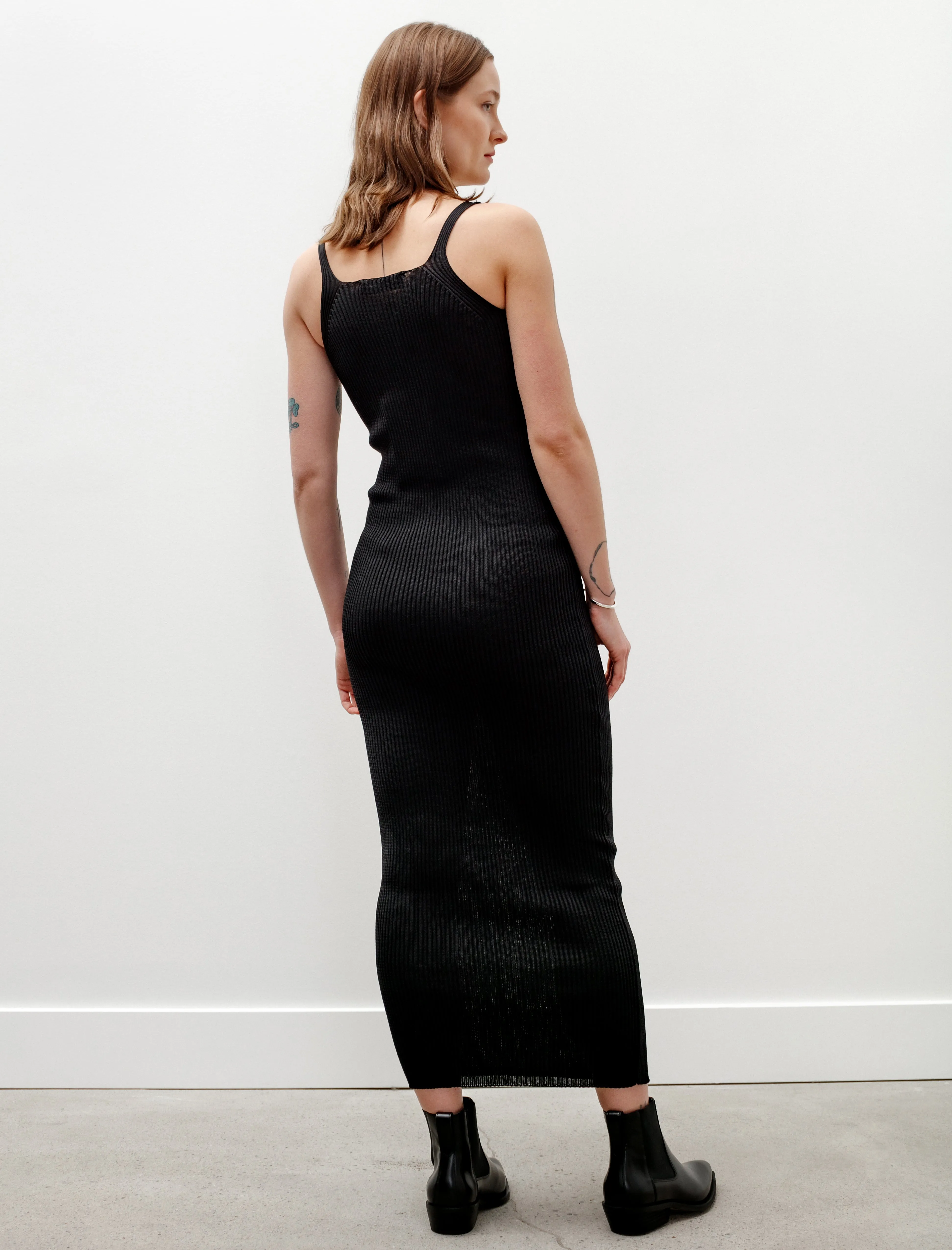Knitted Singlet Dress Super Black Performance Poly Cyber Core
