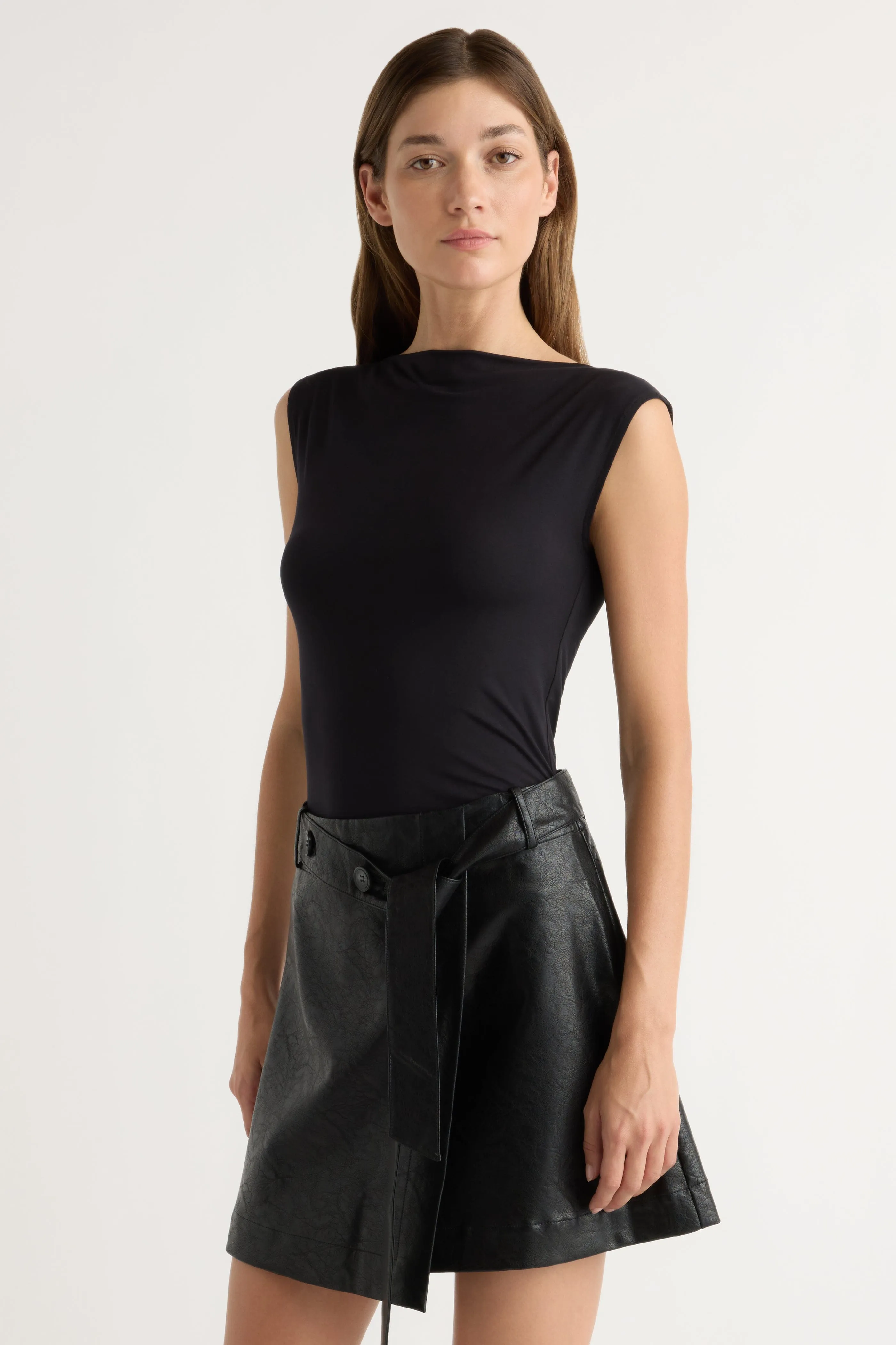 School spirit DoubleStitched Seams Esme Sleeveless Slit-Neck Tank