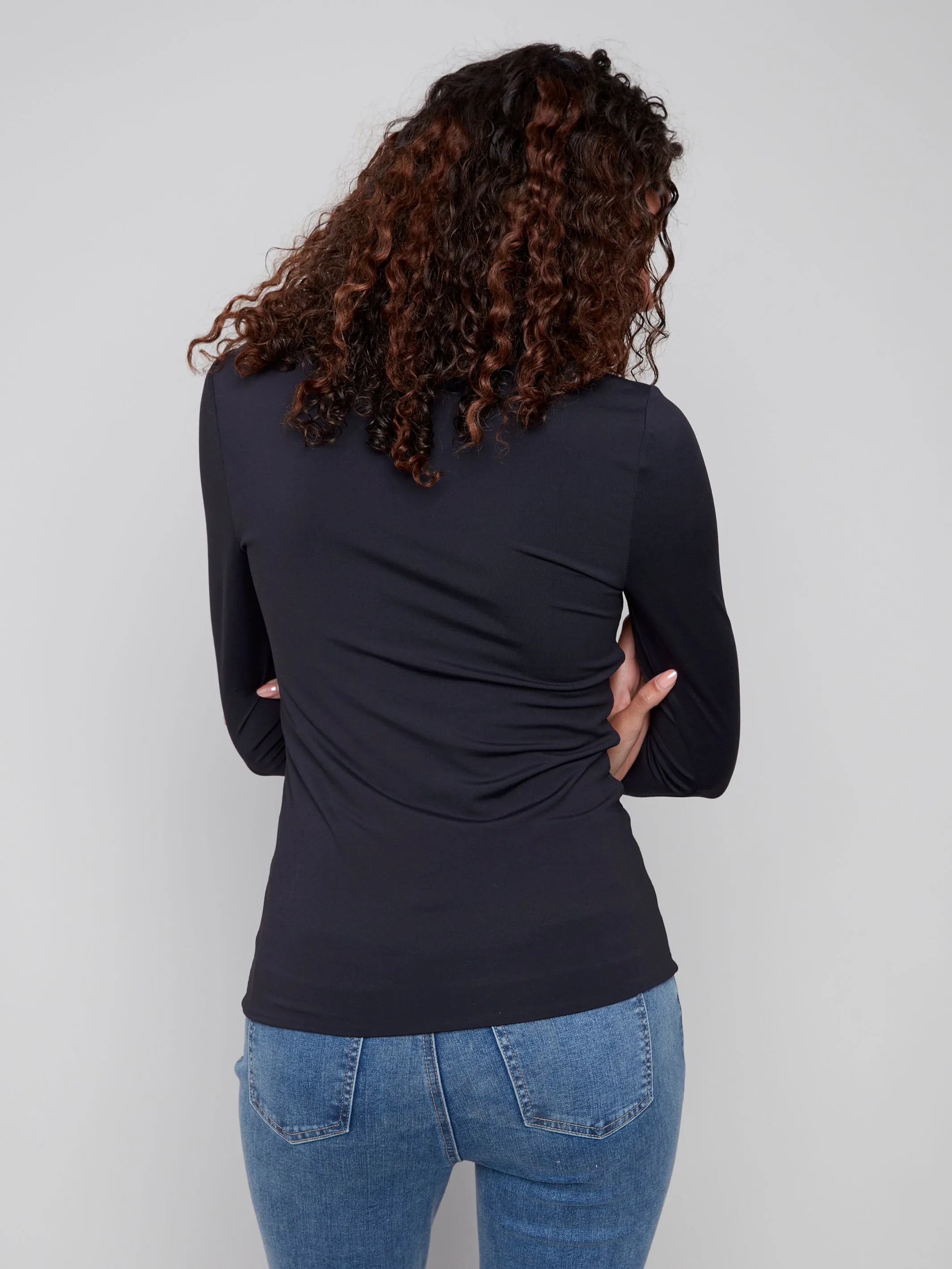 Functional Fashion Casual Comfort Top Long Sleeve Super Stretch Top - Black