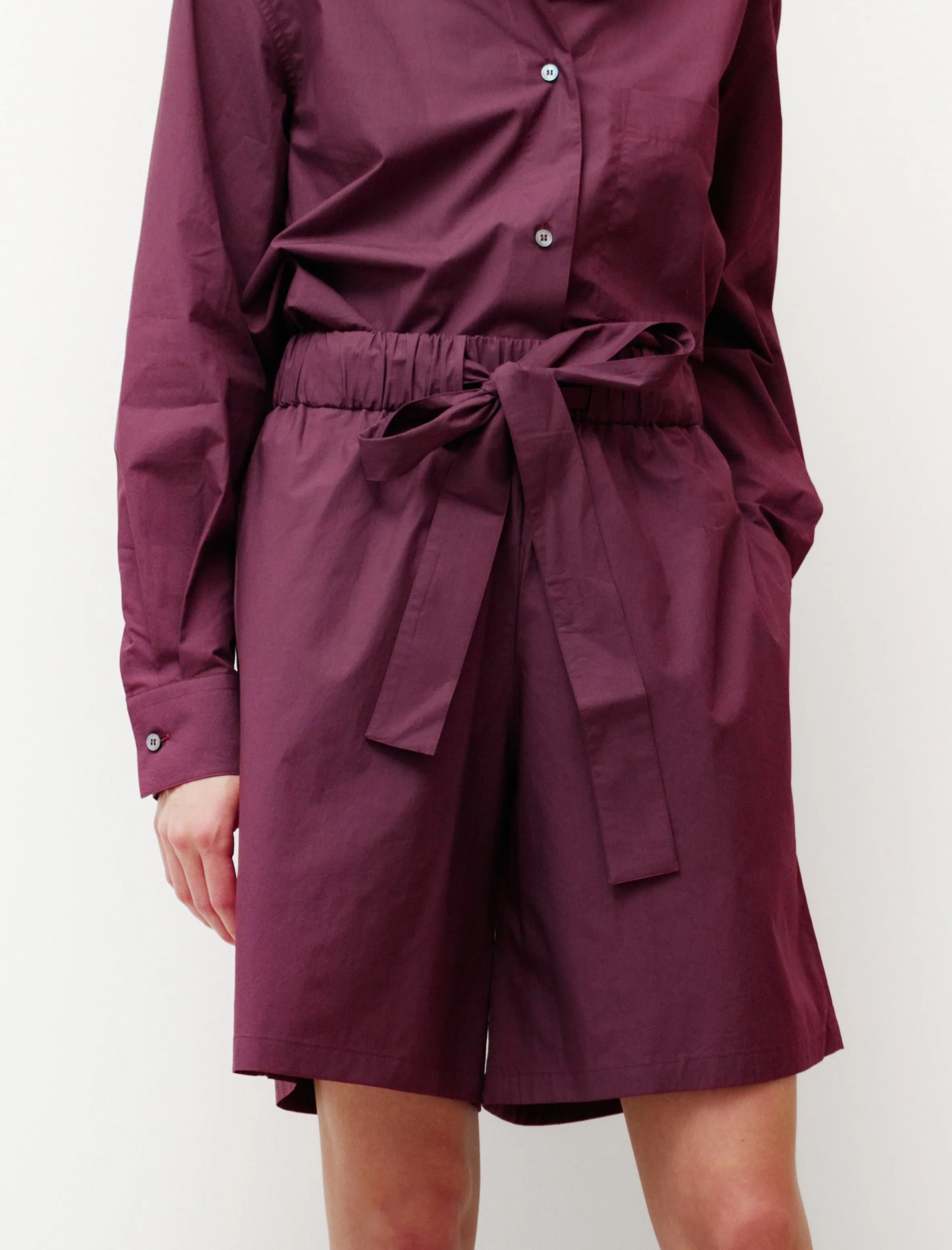 Mai Cotton Shorts Oxblood linen option thermal fabric