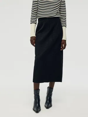Back Slit Knitted Women Column Midi Skirt Layered Design birthday party