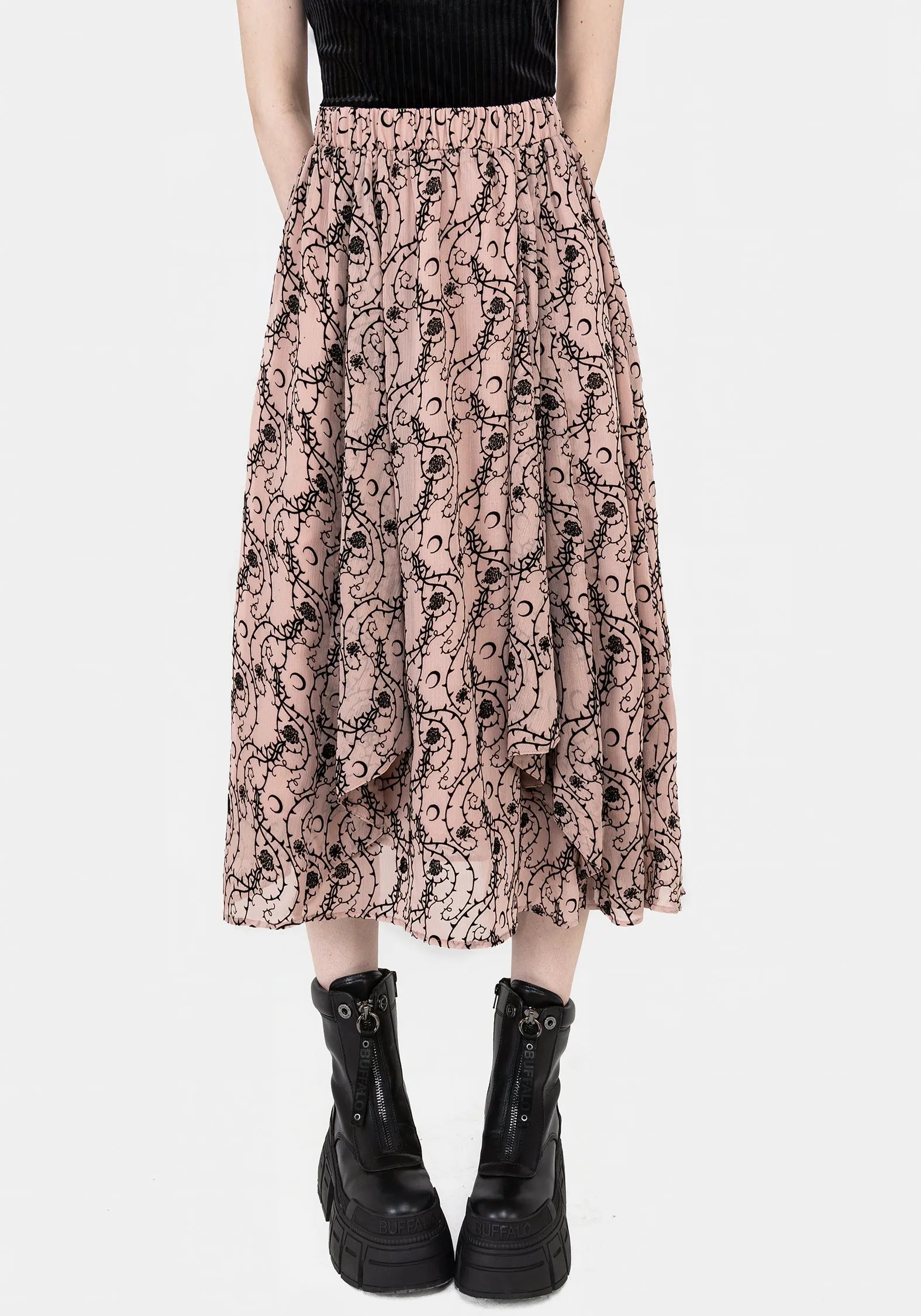 Street Ready Comfy Fit Rosethorn Ruffle Midi Skirt