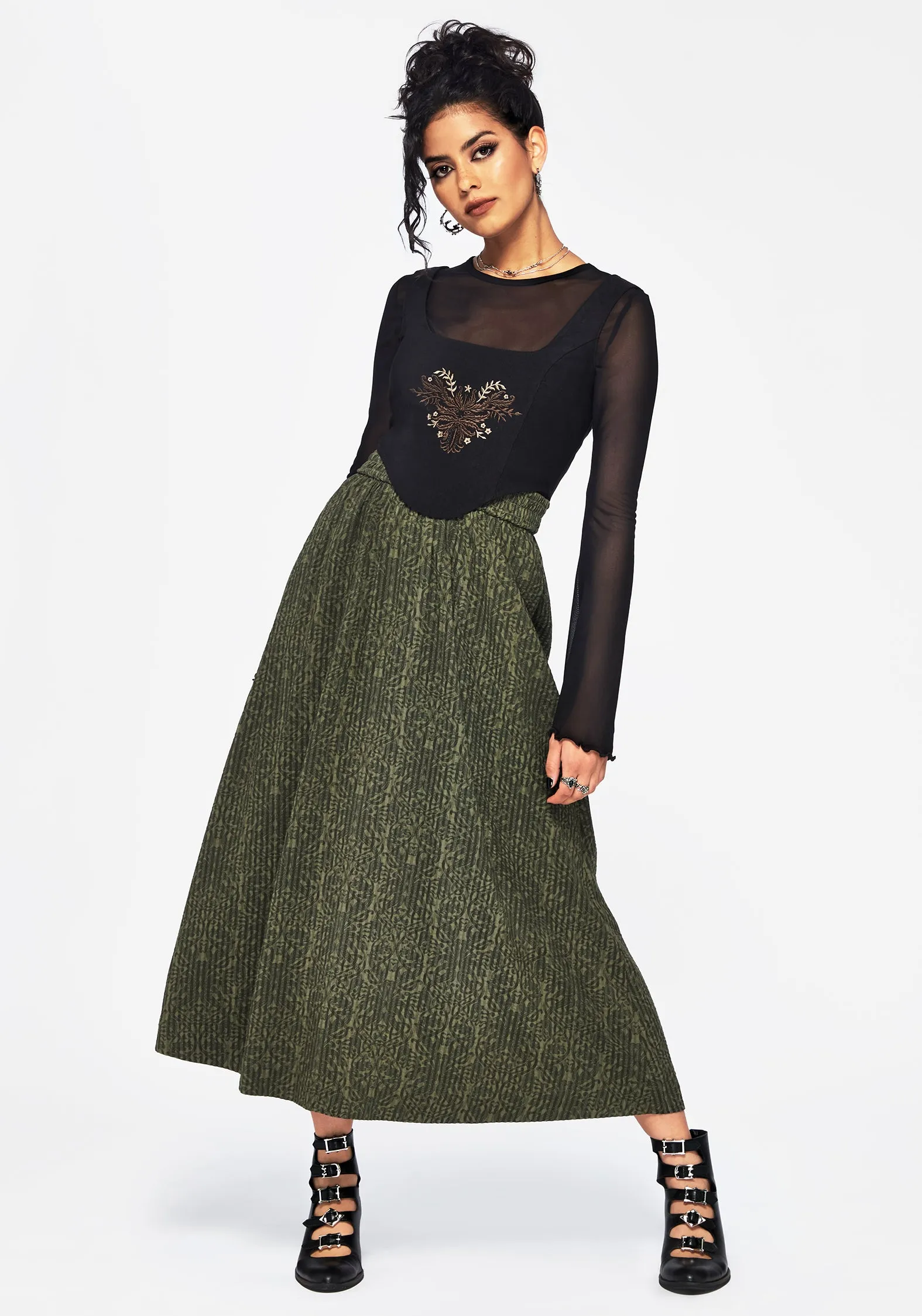 Francesca Dragon Printed Midaxi Skirt Classic Elegance
