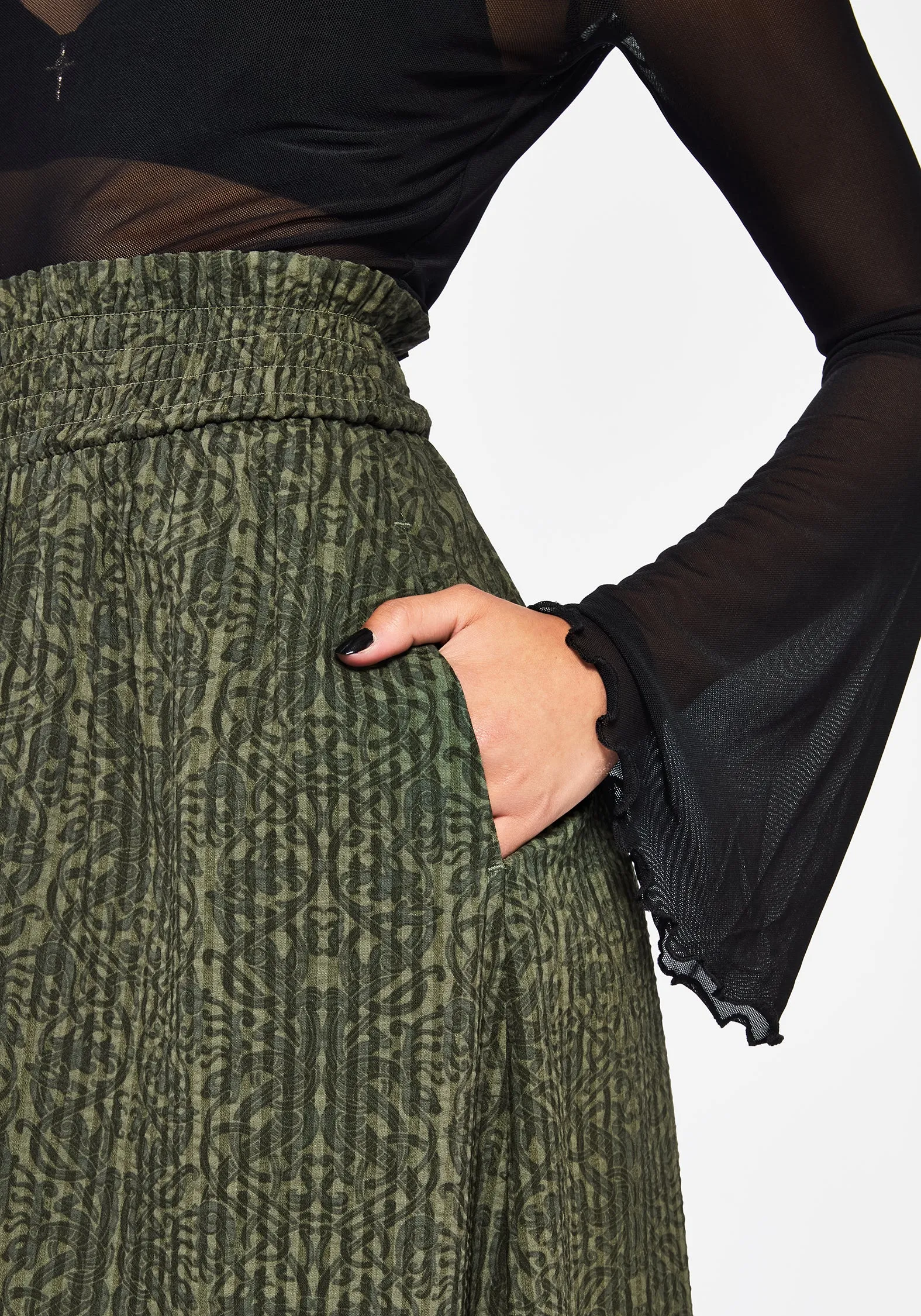 Neutral Look Simple Fit Francesca Dragon Printed Midaxi Skirt