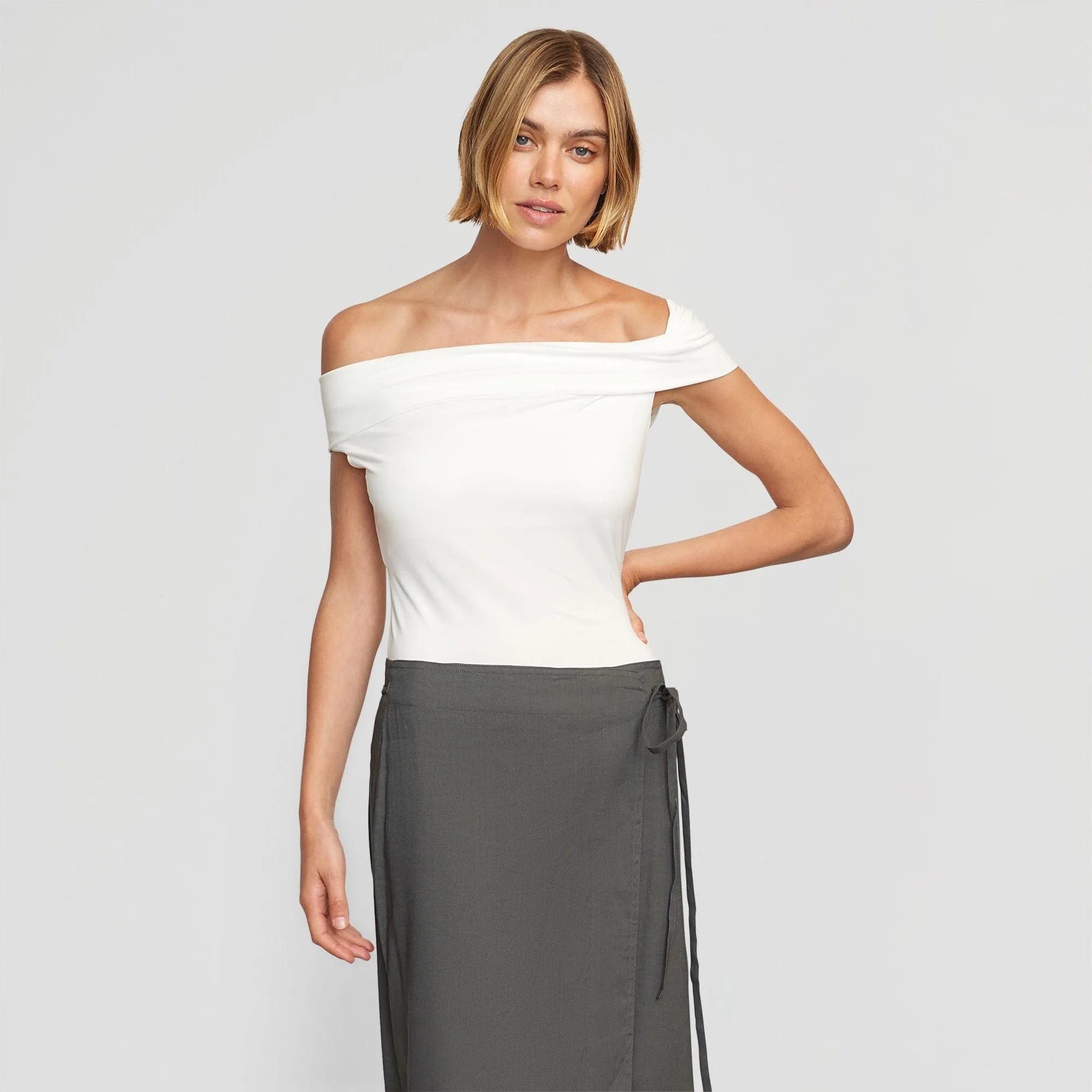 Mai Asymmetric Off-Shoulder Tee Comfort Apparel