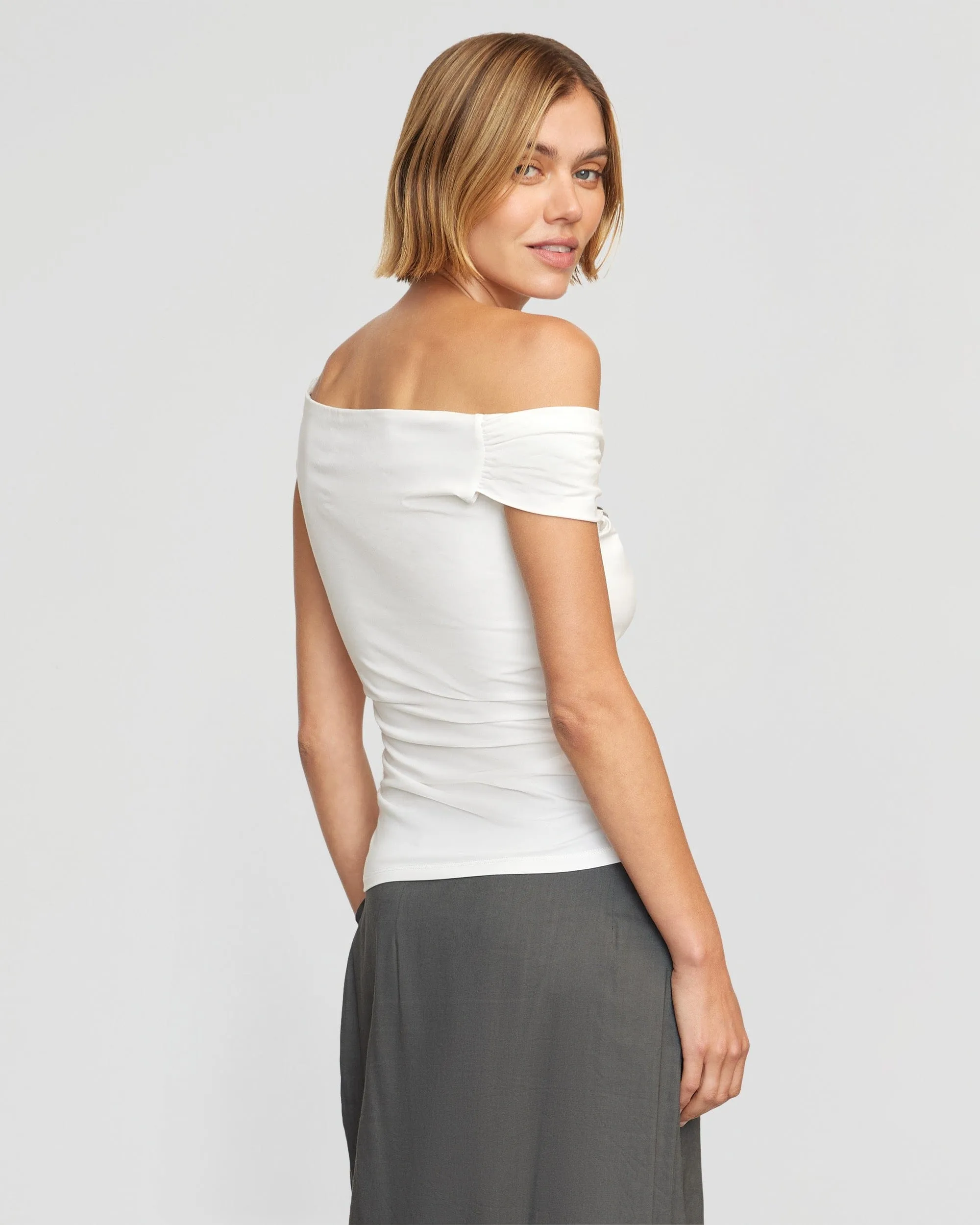 Mai Asymmetric Off-Shoulder Tee Moisture Control Fabric