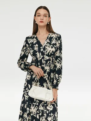 Vegan Mood EcoCertifiedTextile 19 Momme Mulberry Silk Floral Print Women Maxi Dress