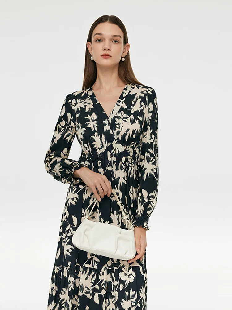 WearResistantHem 19 Momme Mulberry Silk Floral Print Women Maxi Dress