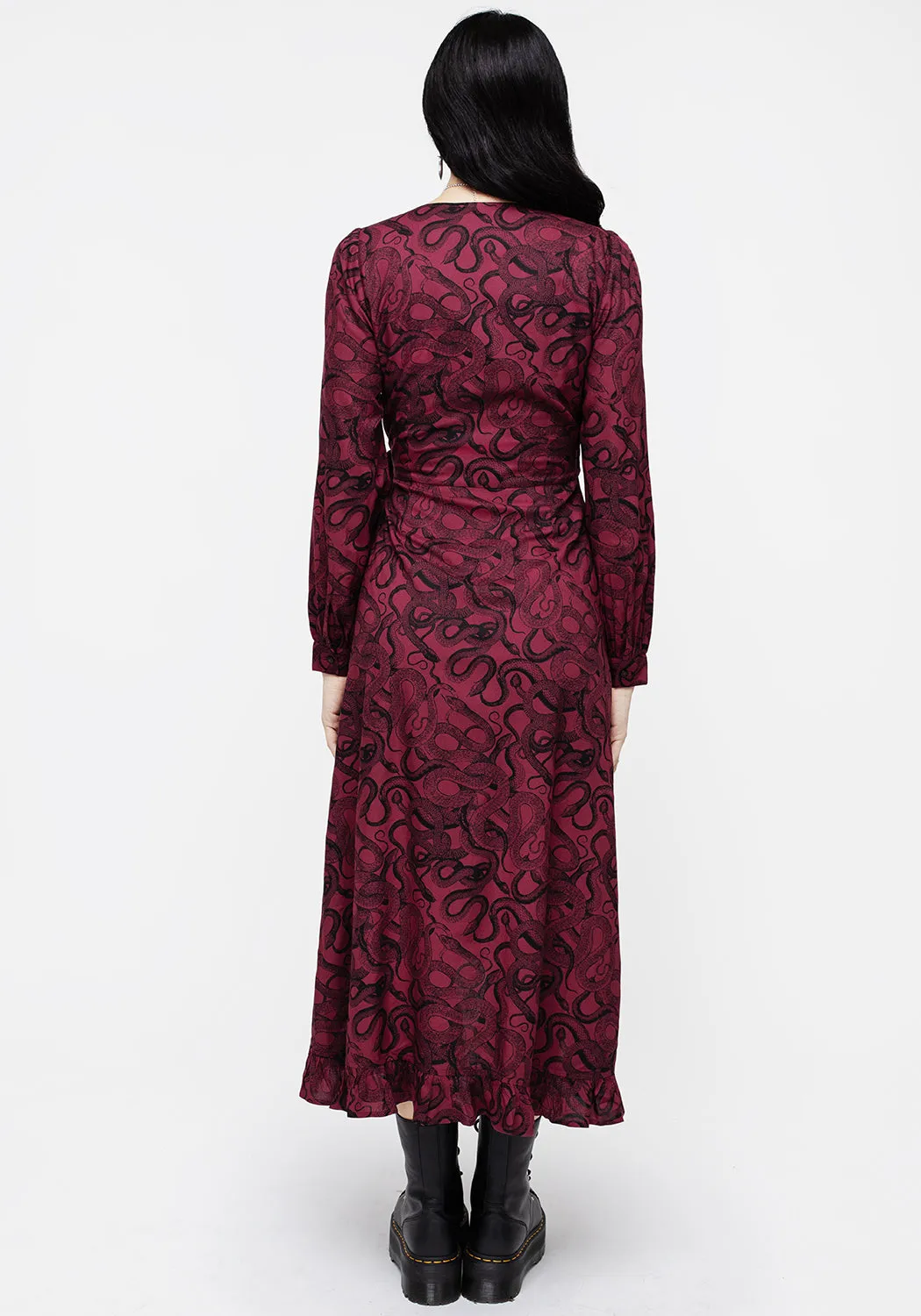 Ophidia Snakes Print Wrap Maxi Dress - Red Bronze Glow