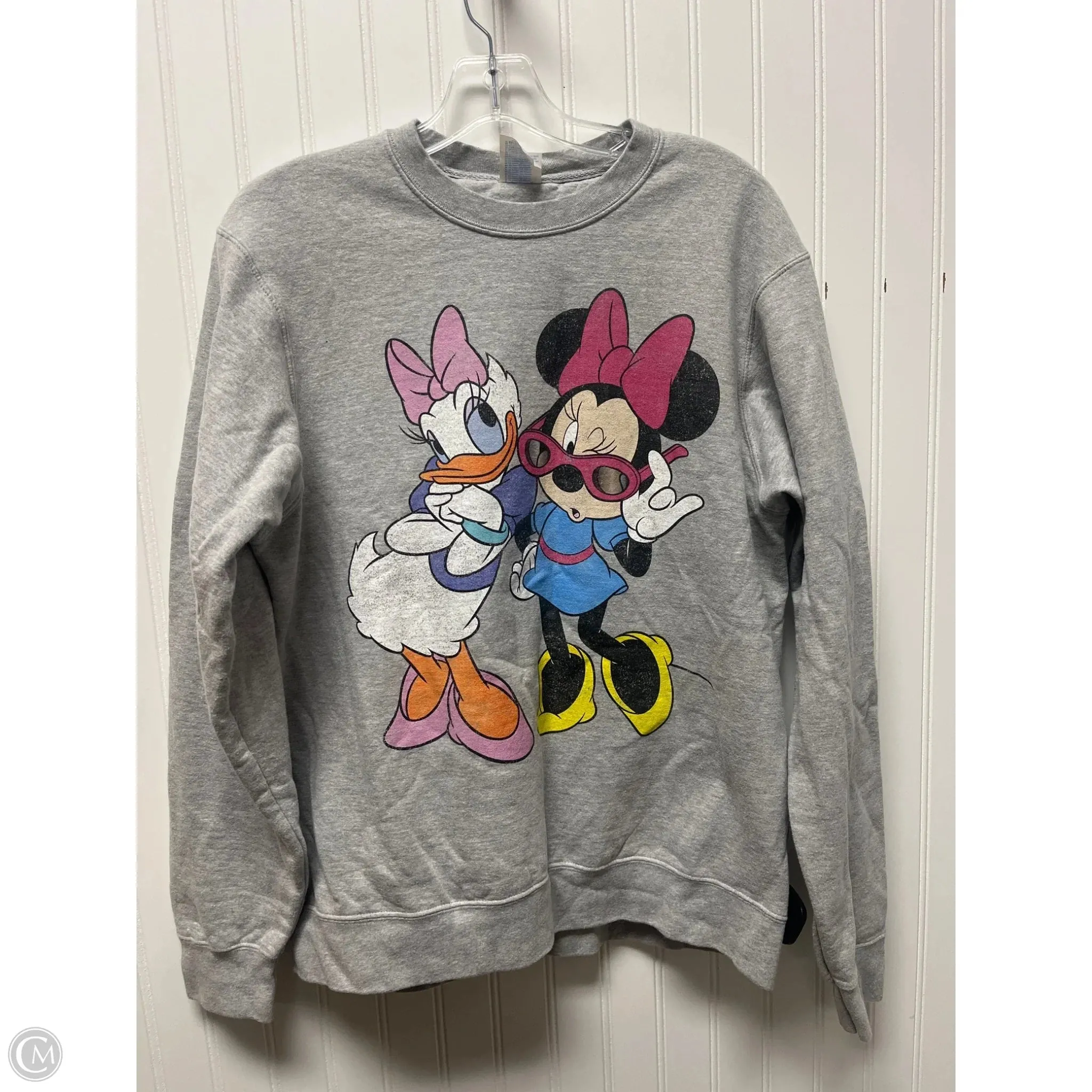 Casual Trousers MicroPerforatedTexture Sweatshirt Crewneck By Disney In Grey, Size: M