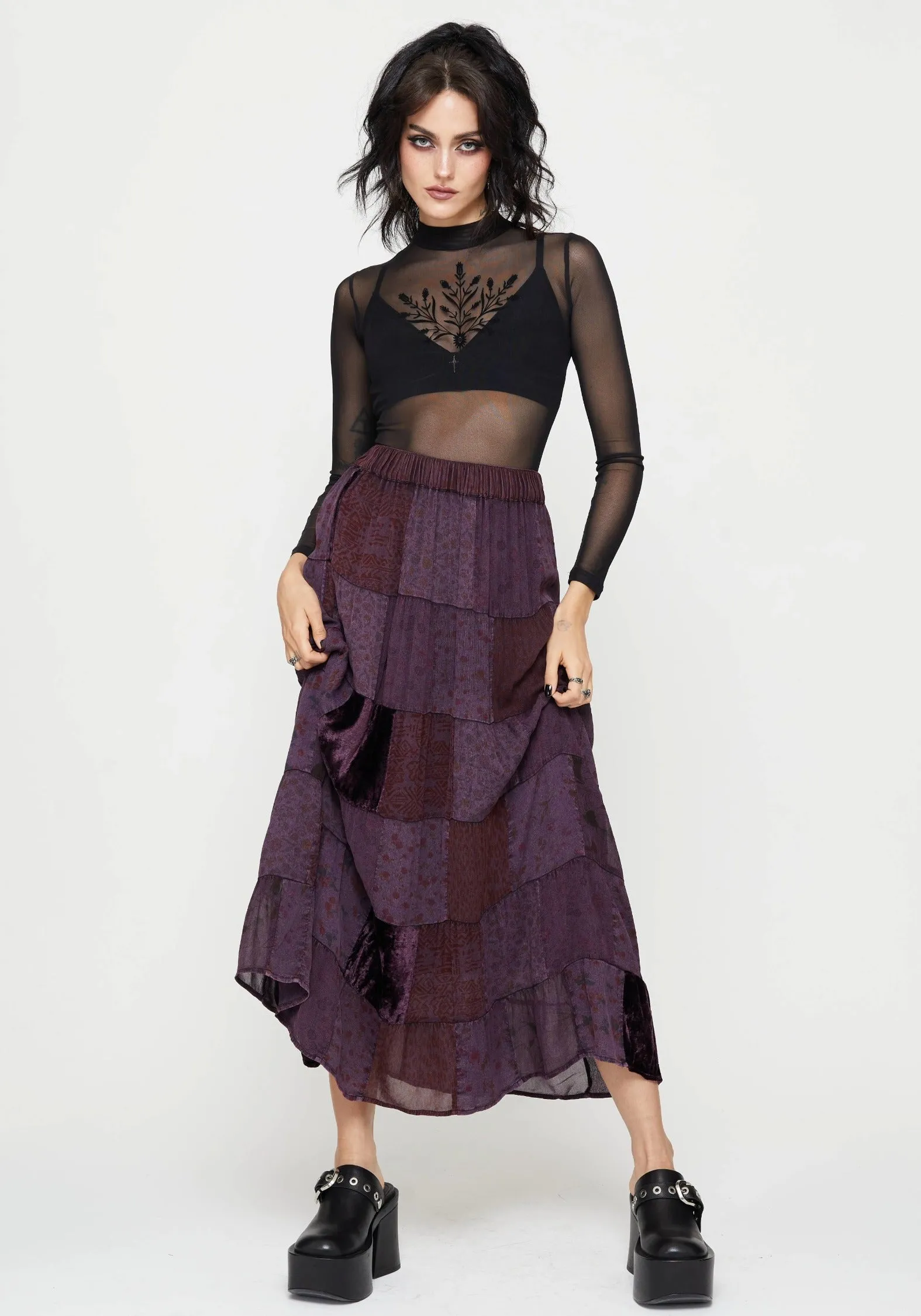 Mabel Floral Printed Patchwork Maxi Skirt High End Quality Chic Fit
