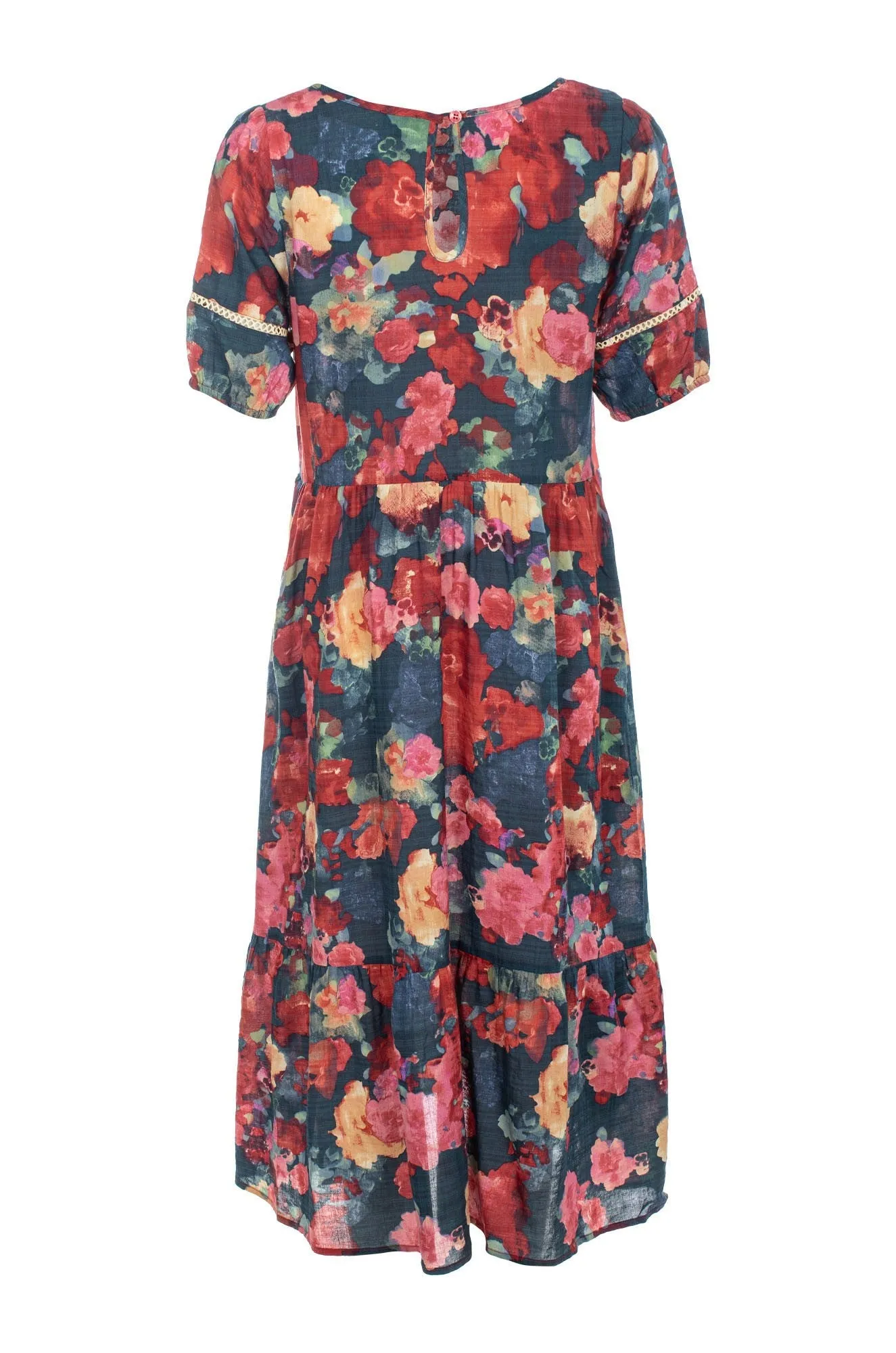 Glass Fit Bonded Seam Technology Dress | Indigo Red Bouquet | 6532C1
