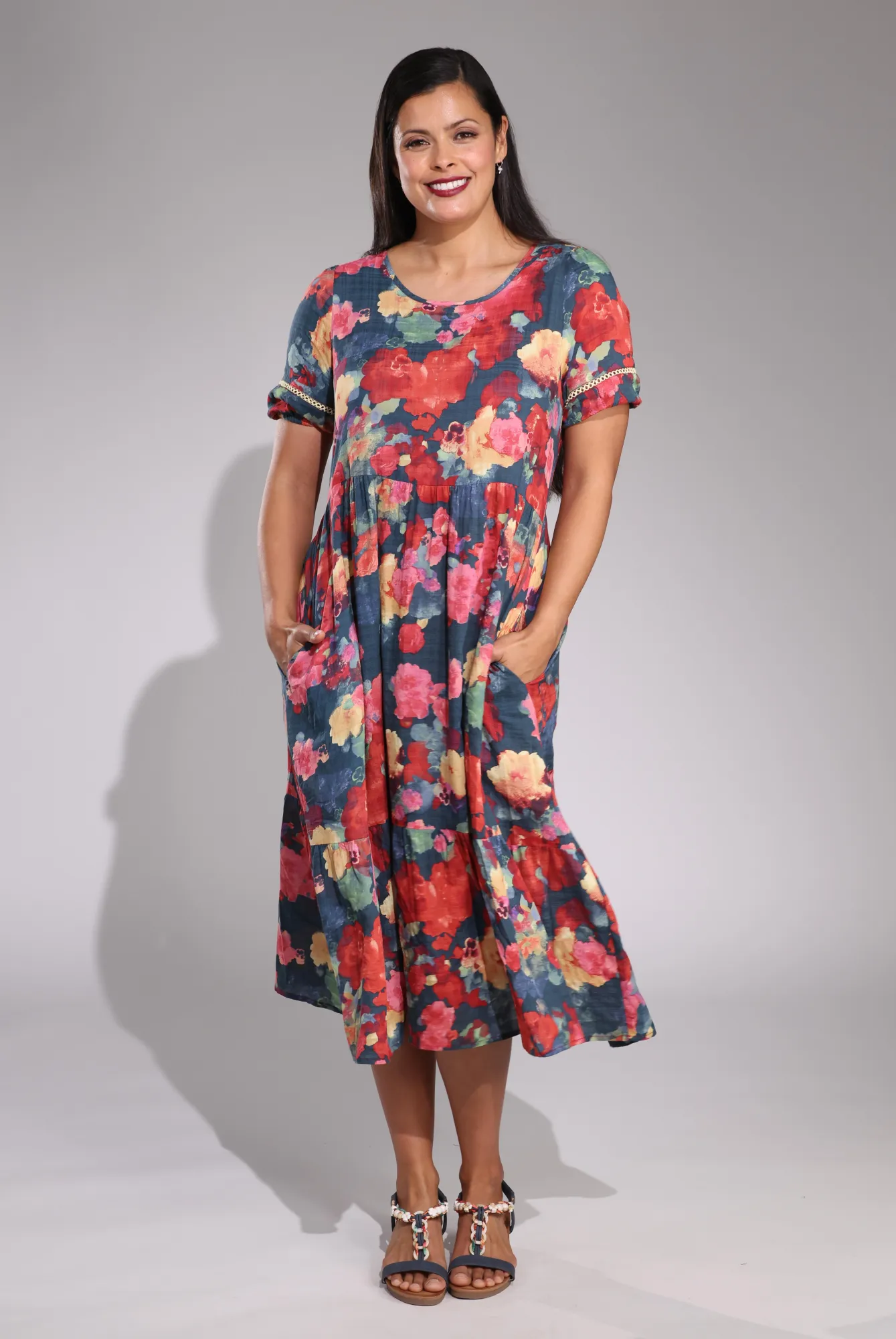 Dress | Indigo Red Bouquet | 6532C1 simple design