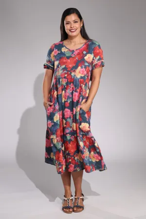Dress | Indigo Red Bouquet | 6532C1 Holiday Ease AntiPilling Fabric