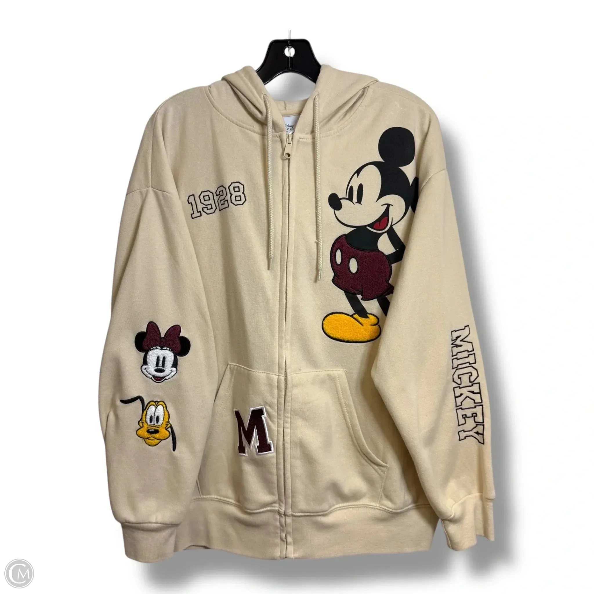 Mickey Mouse Sweatshirt Hoodie By Clothes Mentor In Tan, Size: Xl Japan Neat