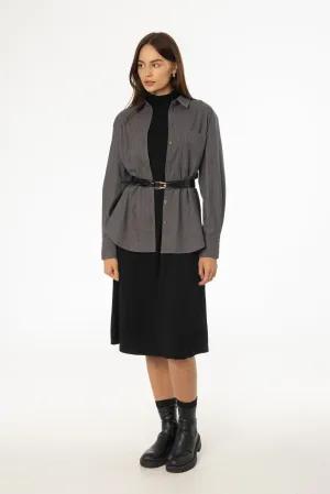Black Turtleneck Swing Dress Stylish Jeans SlipResistantWaistband