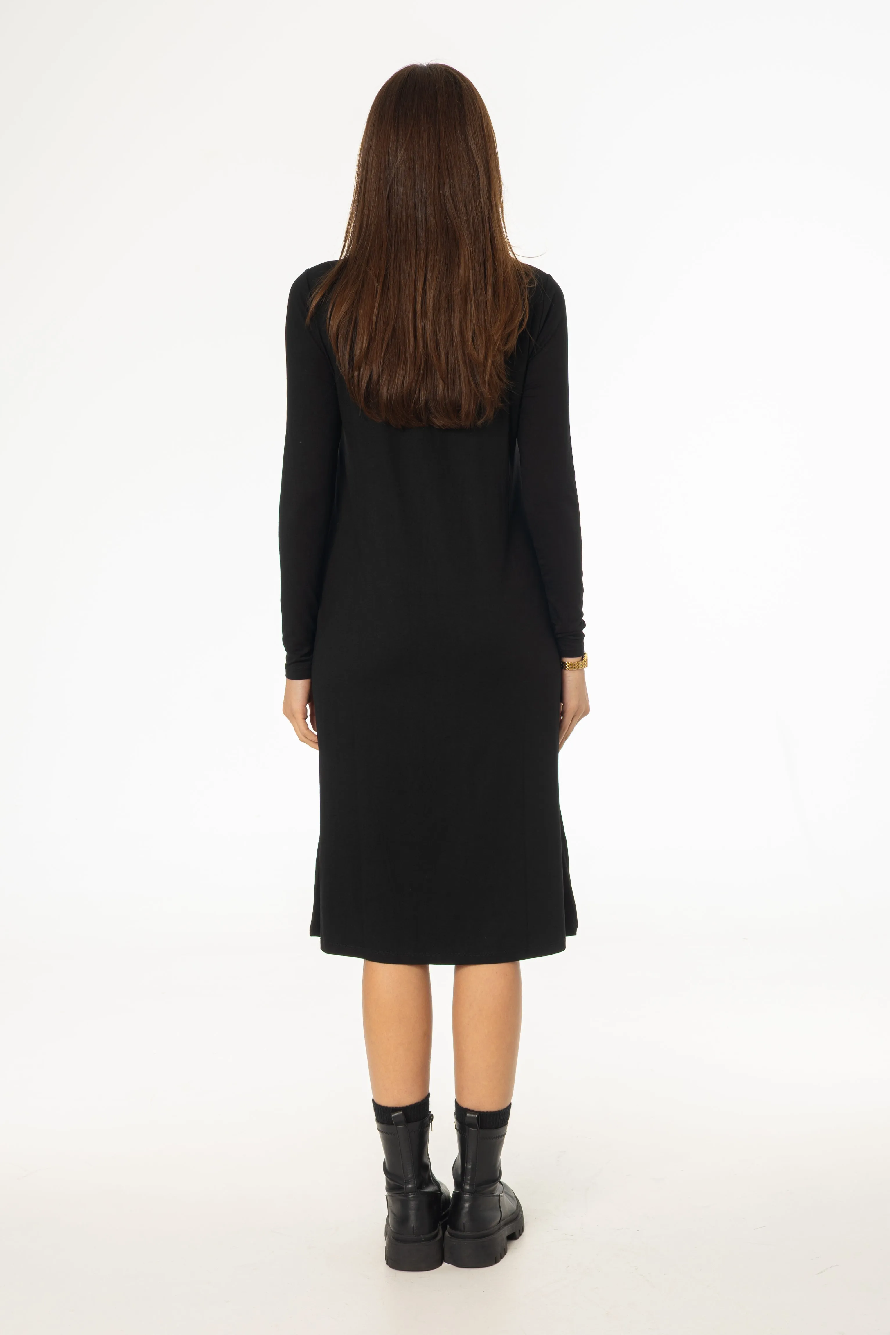 Sustainable Base Black Turtleneck Swing Dress
