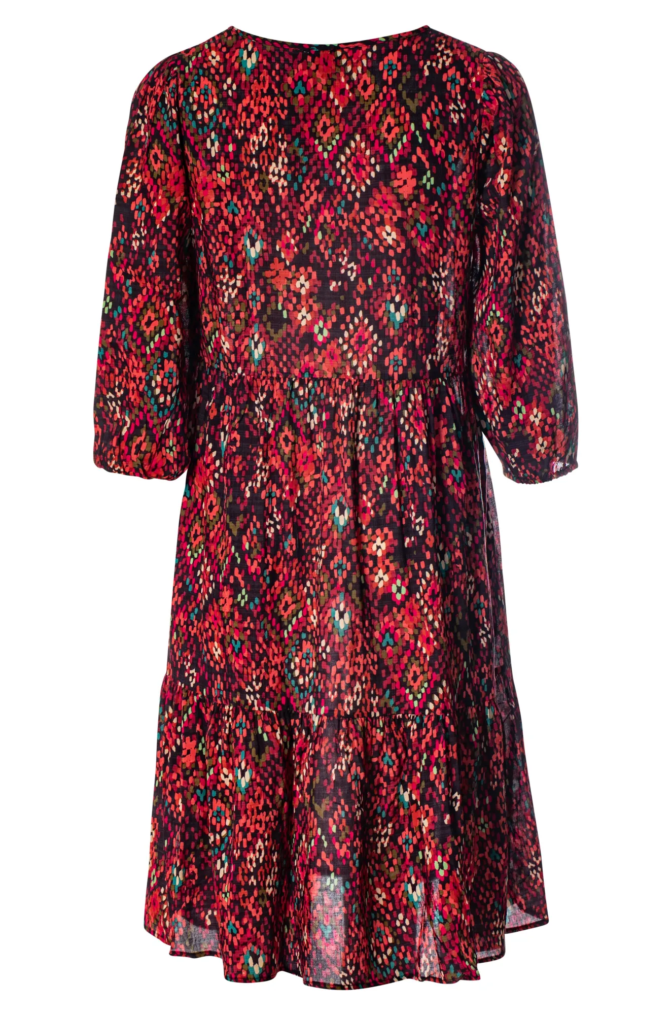 StainRepellentSurface Velvet Soul V neck Cotton Rayon Dress | Berry Mosaic | 6543BR