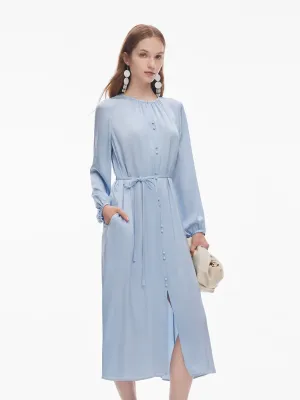 UVProtection Run Ready 22MM Mulberry Silk Women Belted Maxi Dress