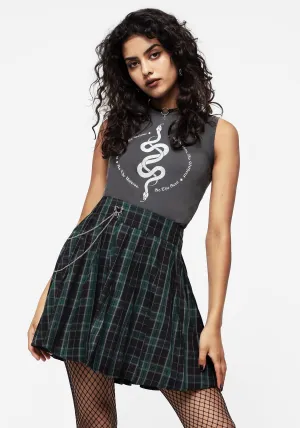 Everyday Essential Travel Ready Cardio Check Cotton Pleated Mini Skirt