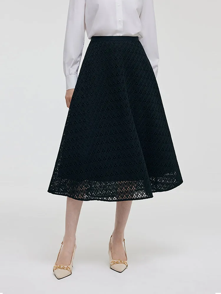 Stretch Waist Lace A-Line Women Skirt