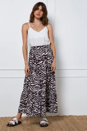 Print Tiered Maxi Skirt Multi Purpose Machine washable